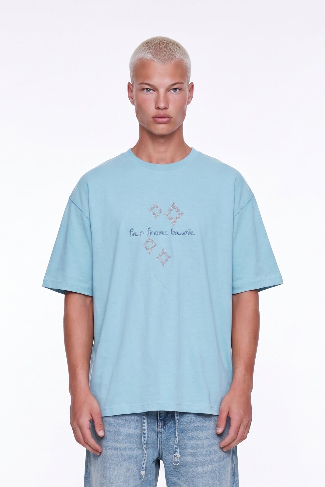 Erkek FFB Nakış Detaylı Oversize T-Shirt Bebe Mavi