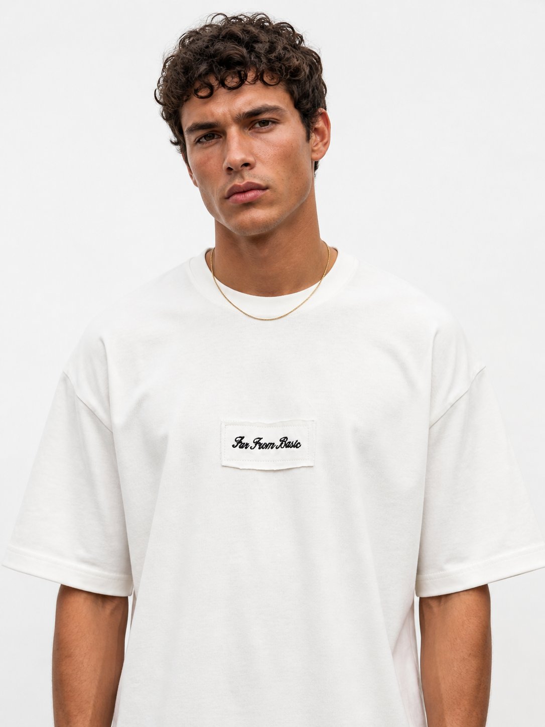 Erkek FFB Nakışlı Oversize T-Shirt Ekru