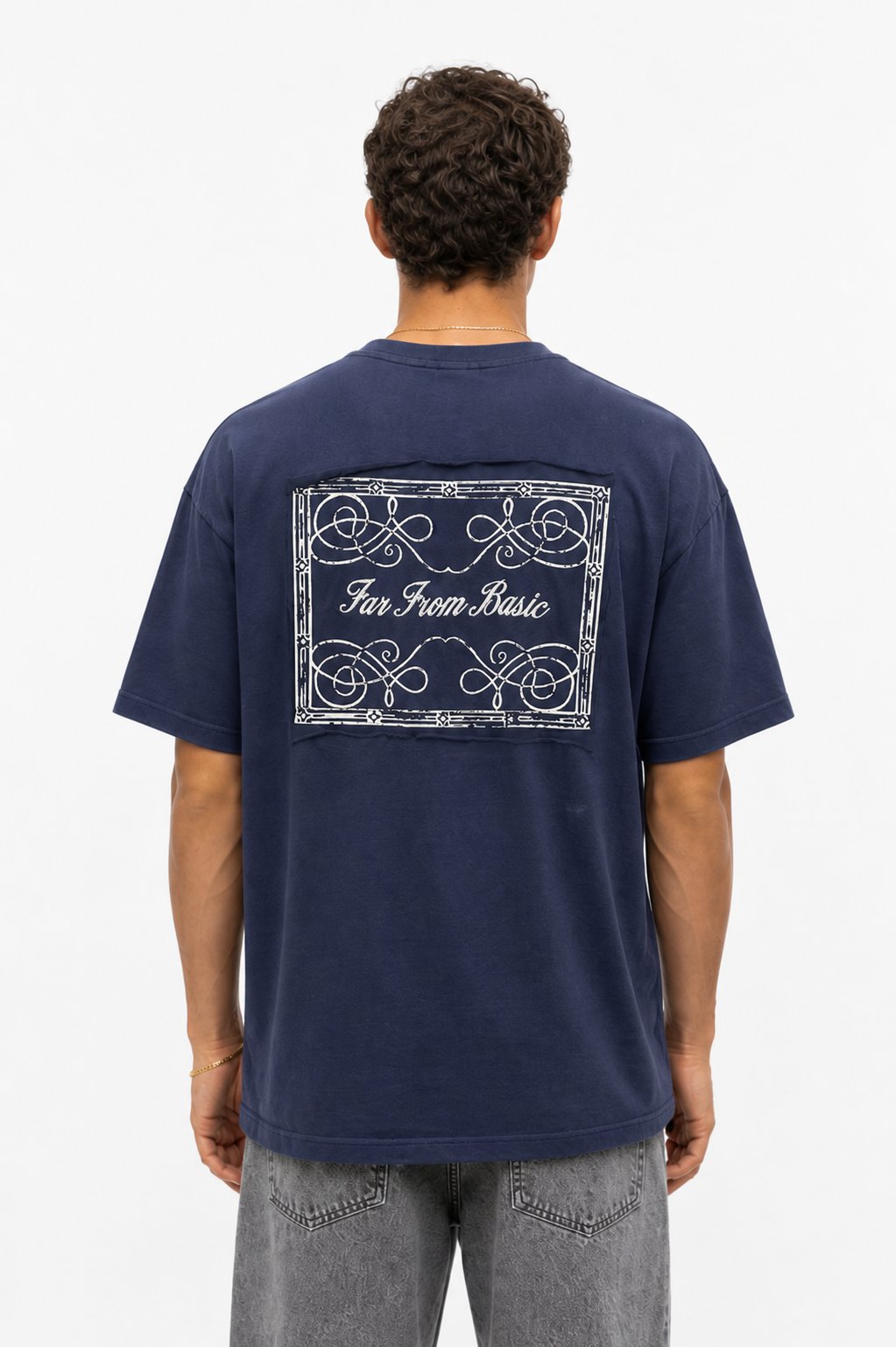 Erkek FFB Nakışlı Oversize T-Shirt Lacivert