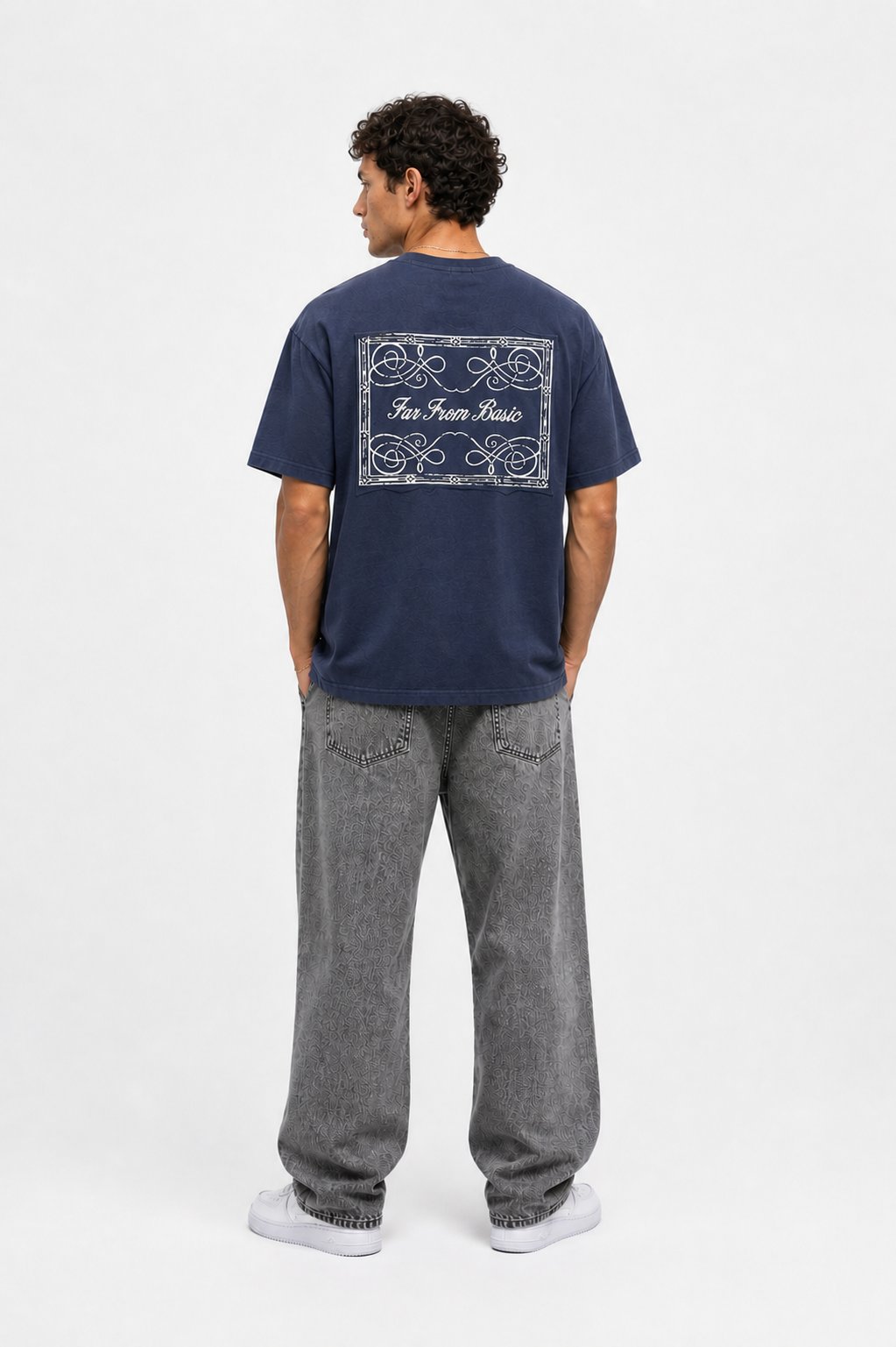 Erkek FFB Nakışlı Oversize T-Shirt Lacivert