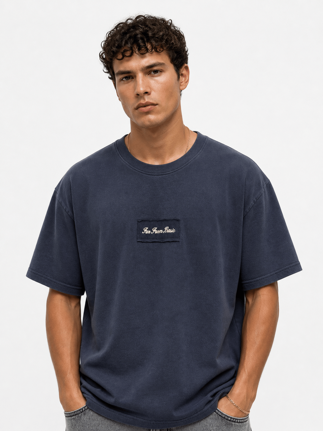 Erkek FFB Nakışlı Oversize T-Shirt Lacivert
