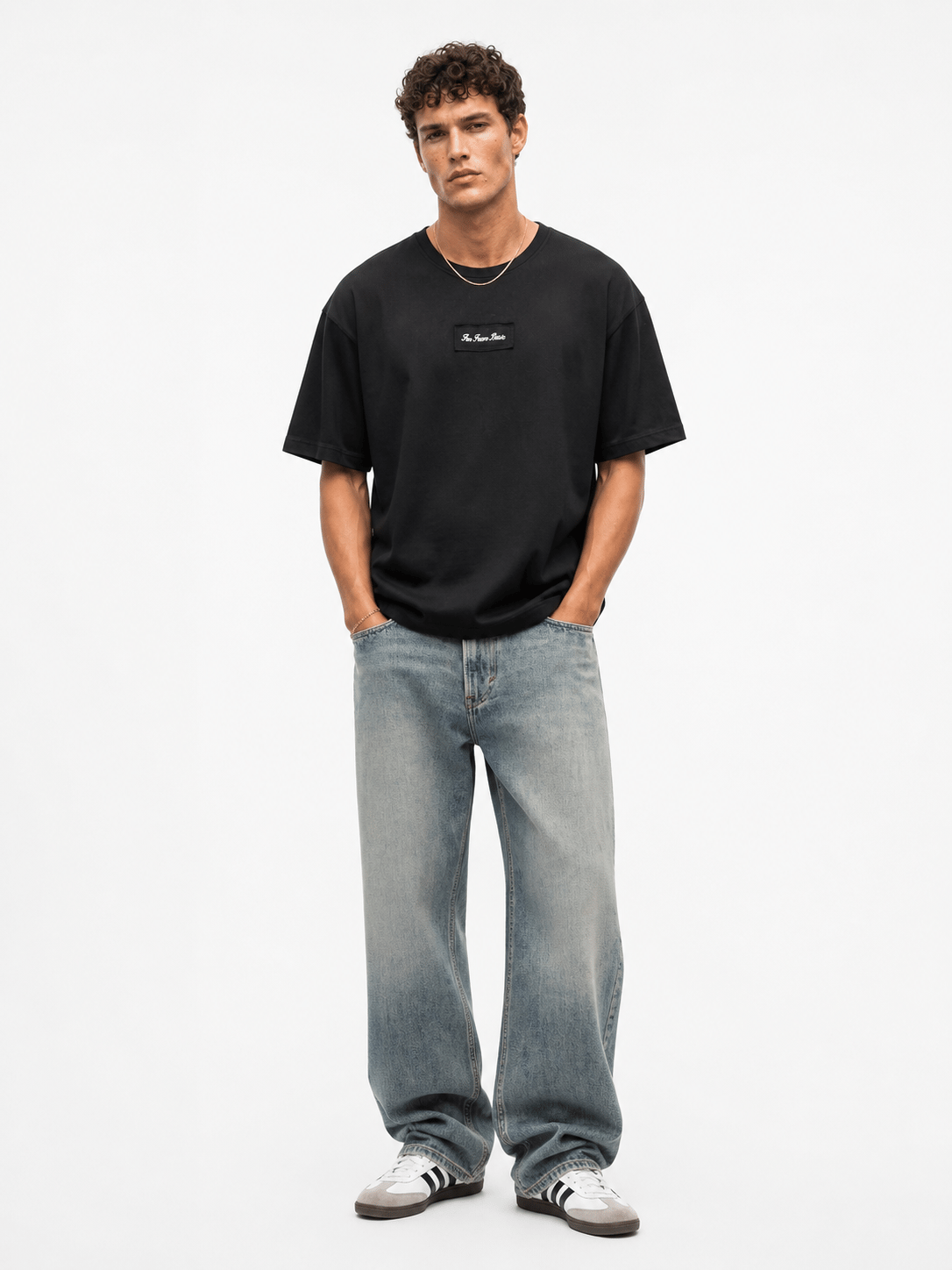 Erkek FFB Nakışlı Oversize T-Shirt Siyah