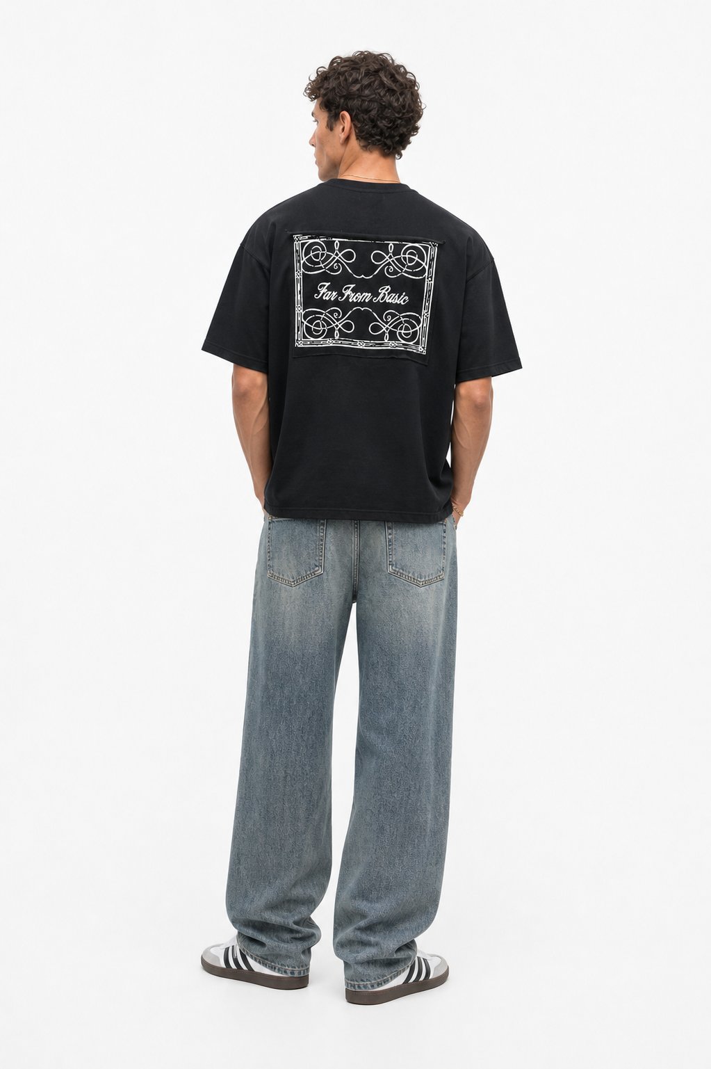 Erkek FFB Nakışlı Oversize T-Shirt Siyah