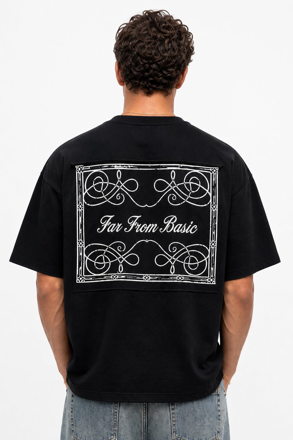 Erkek FFB Nakışlı Oversize T-Shirt Siyah