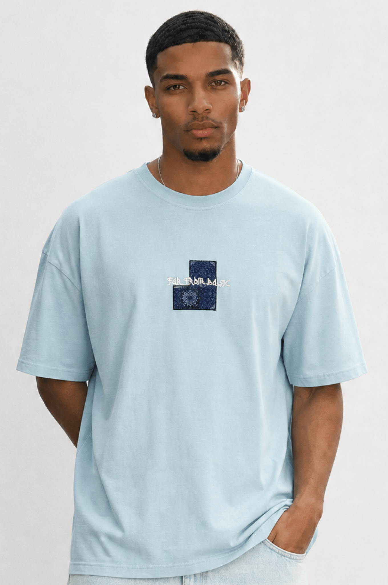 Erkek FFB Patch Oversize T-Shirt Bebe Mavi