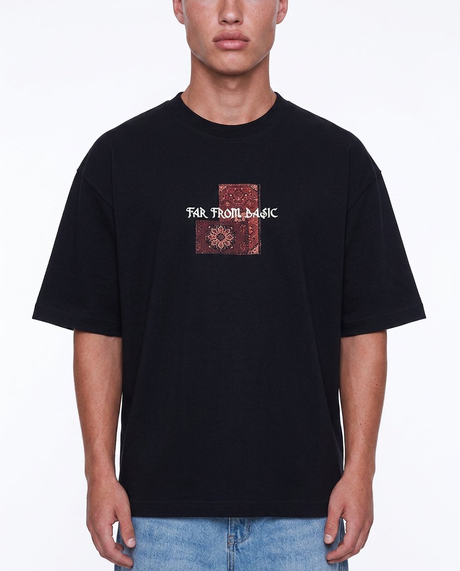 Erkek FFB Patch Oversize T-Shirt Siyah