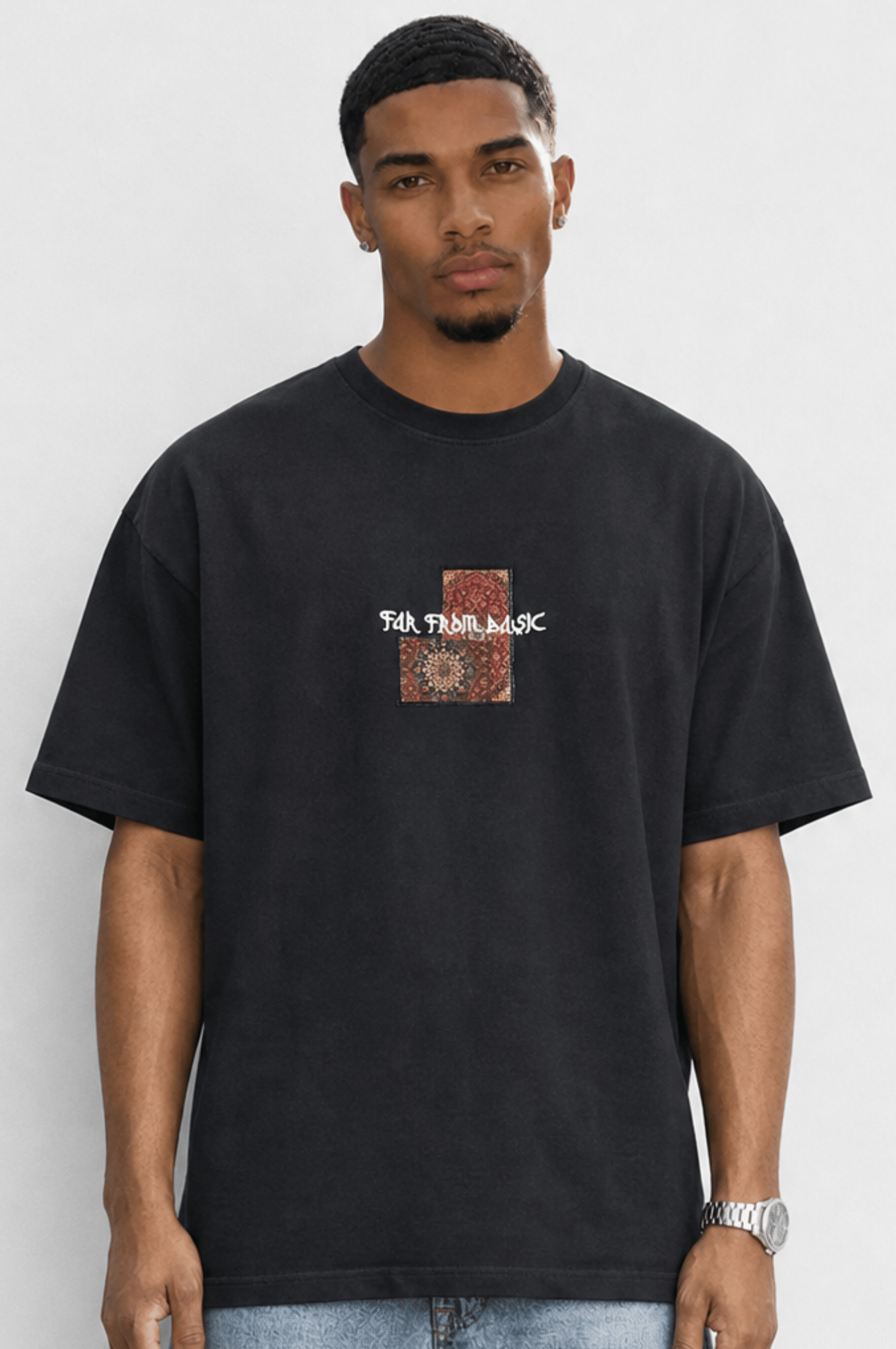 Erkek FFB Patch Oversize T-Shirt Siyah