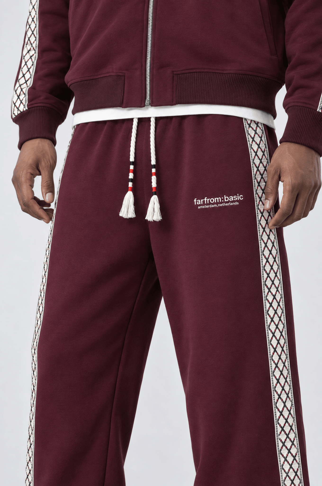 Erkek FFB Şerit Detaylı Doubleface Eşofman Takımı Bordo