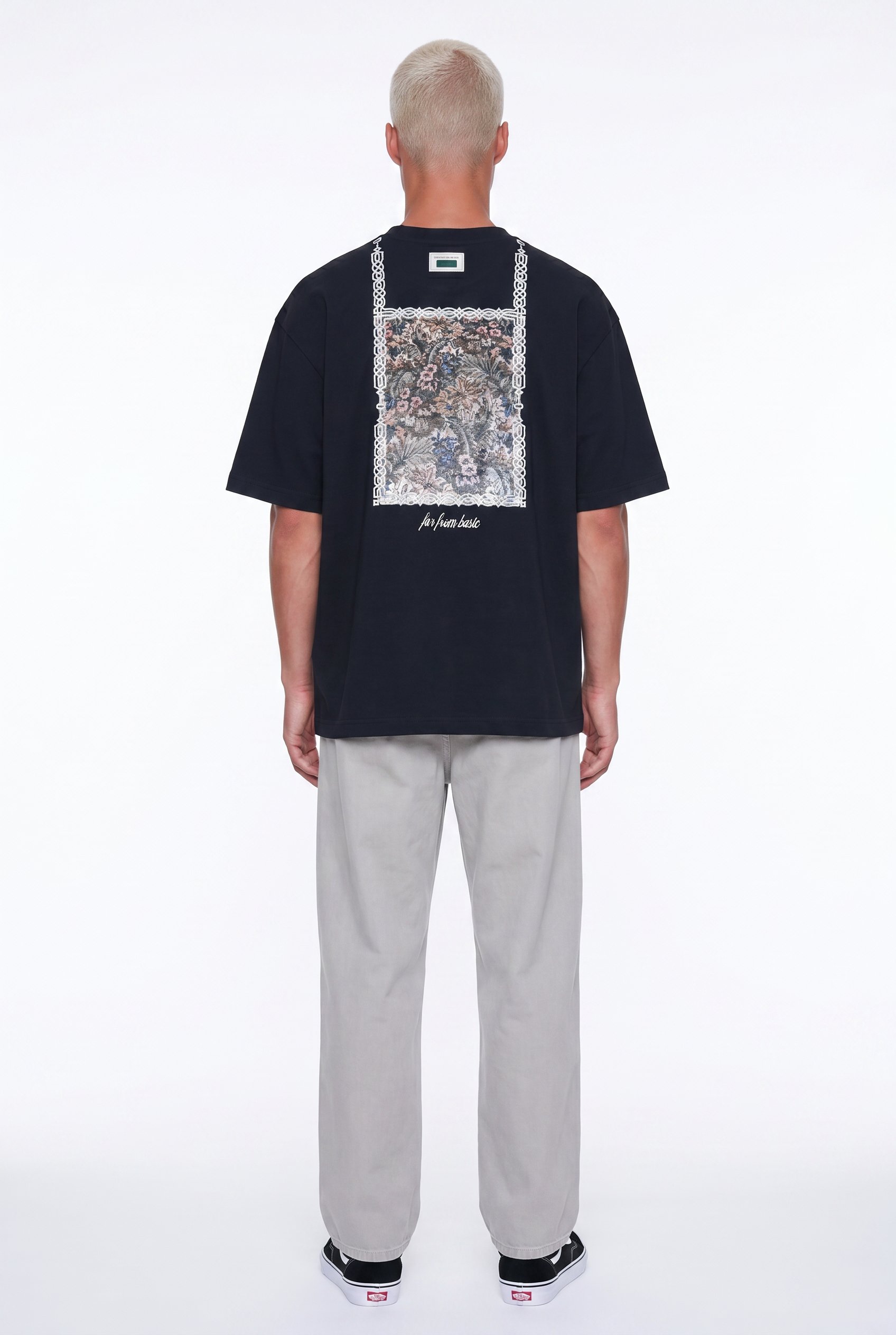Erkek FFB Vintage Nakışlı Oversize T-Shirt Siyah