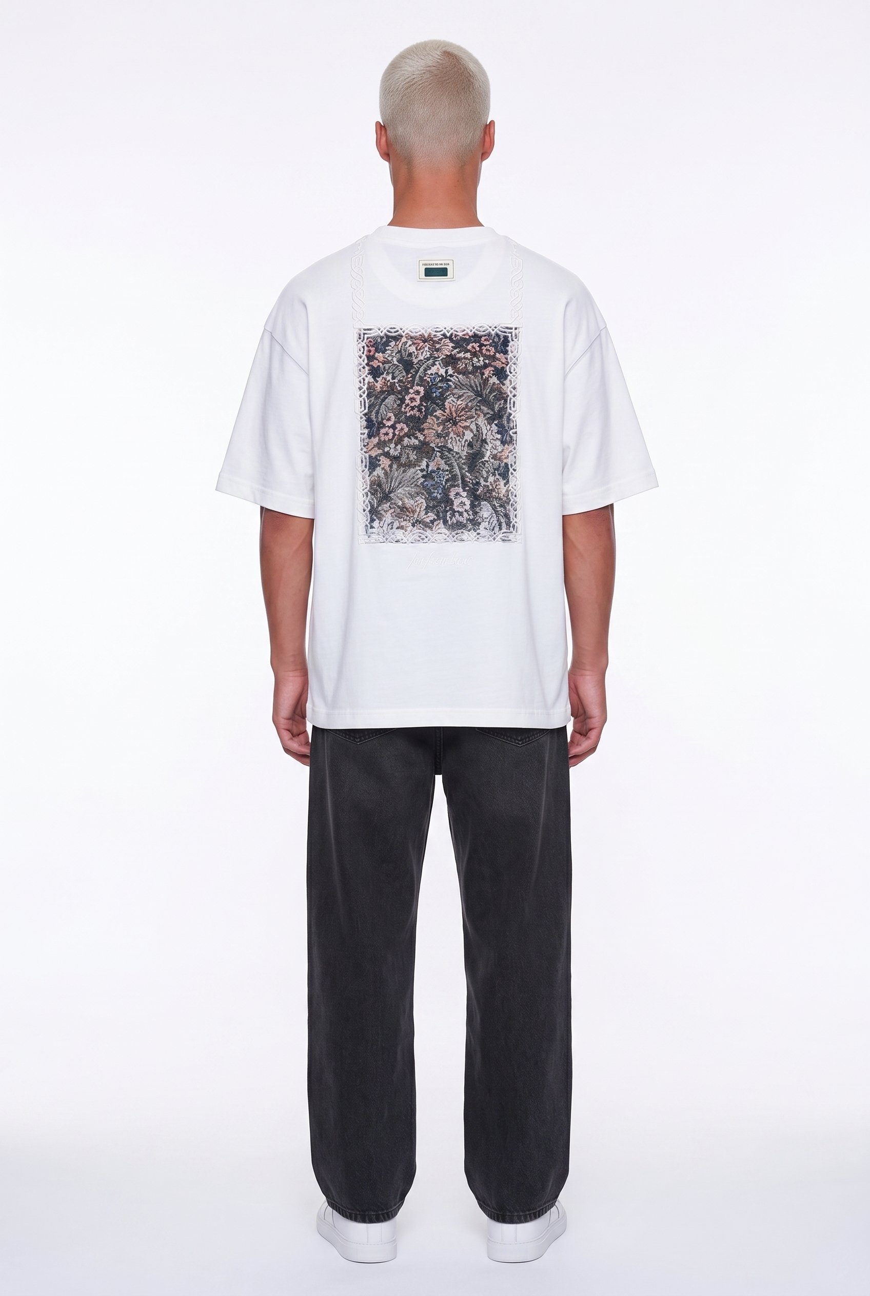 Erkek FFB Vintage Nakışlı Oversize T-Shirt Ekru
