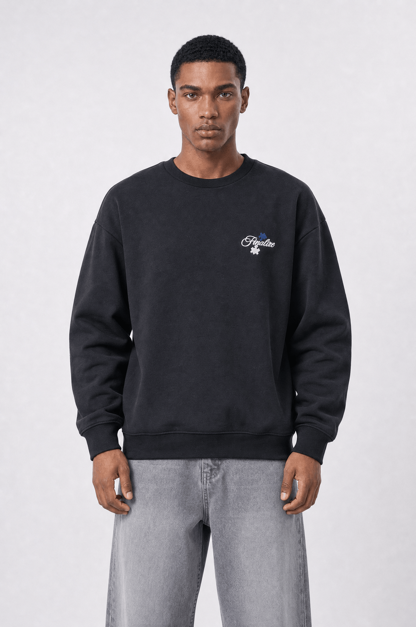 Erkek Finalize Patch Detaylı Oversize Sweatshirt Siyah