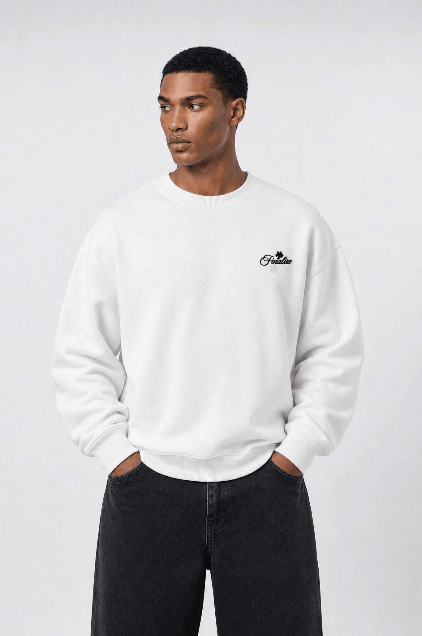 Erkek Finalize Patch Detaylı Oversize Sweatshirt Ekru