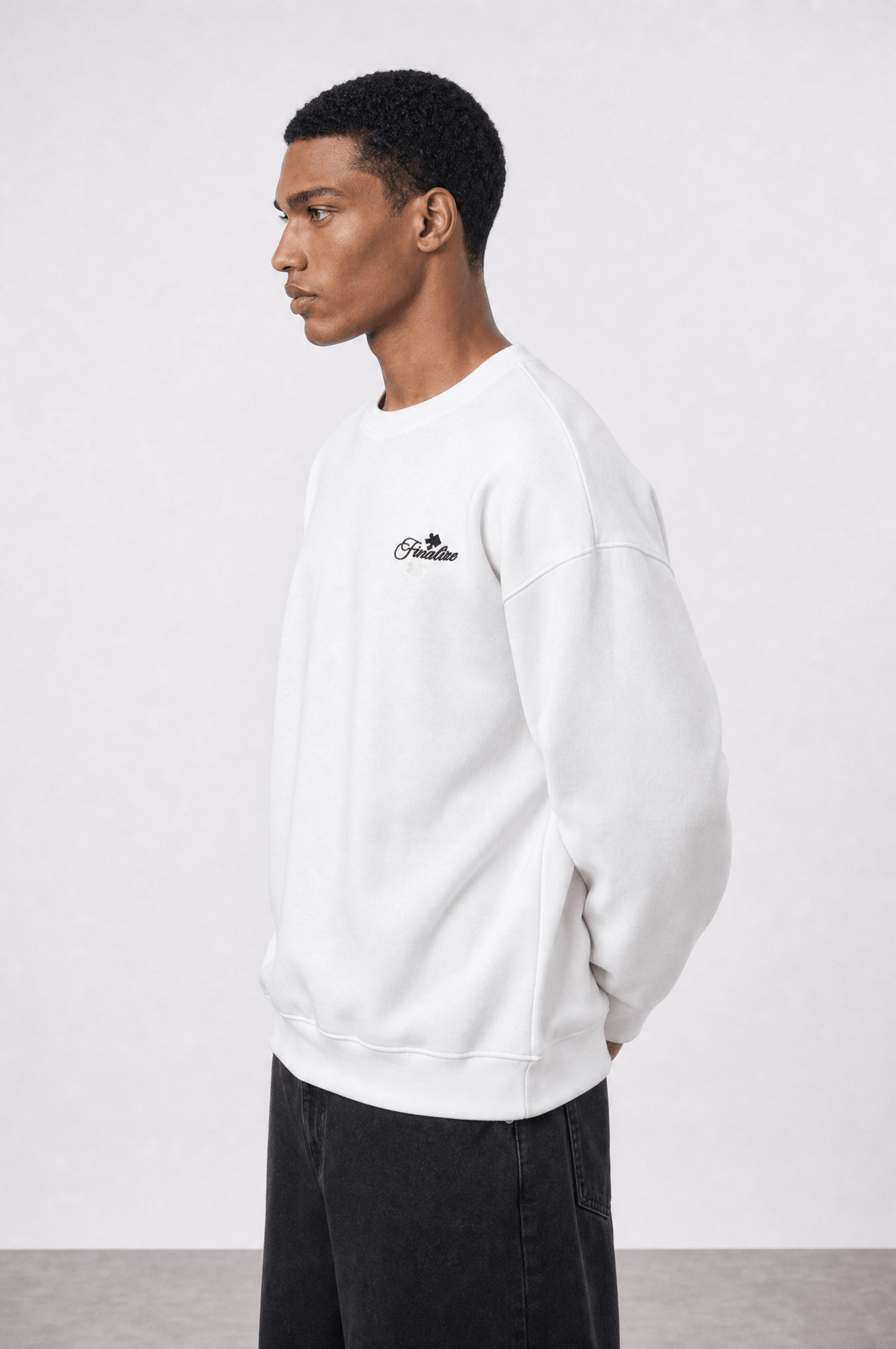 Erkek Finalize Patch Detaylı Oversize Sweatshirt Ekru