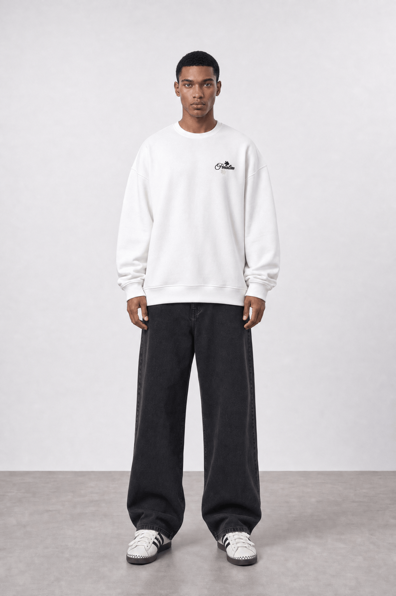 Erkek Finalize Patch Detaylı Oversize Sweatshirt Ekru