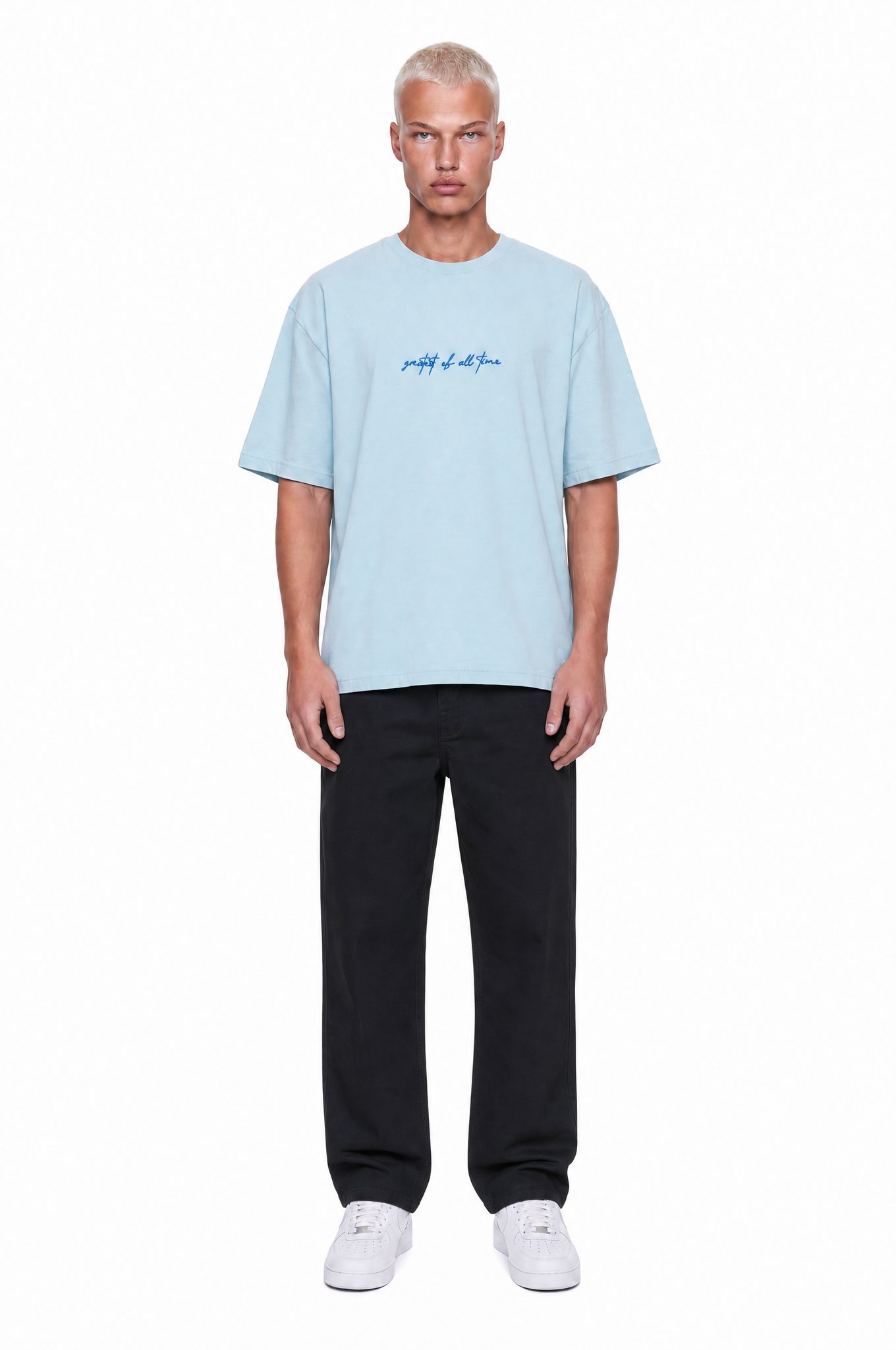 Erkek Goats Baskılı Oversize T-Shirt Bebe Mavi