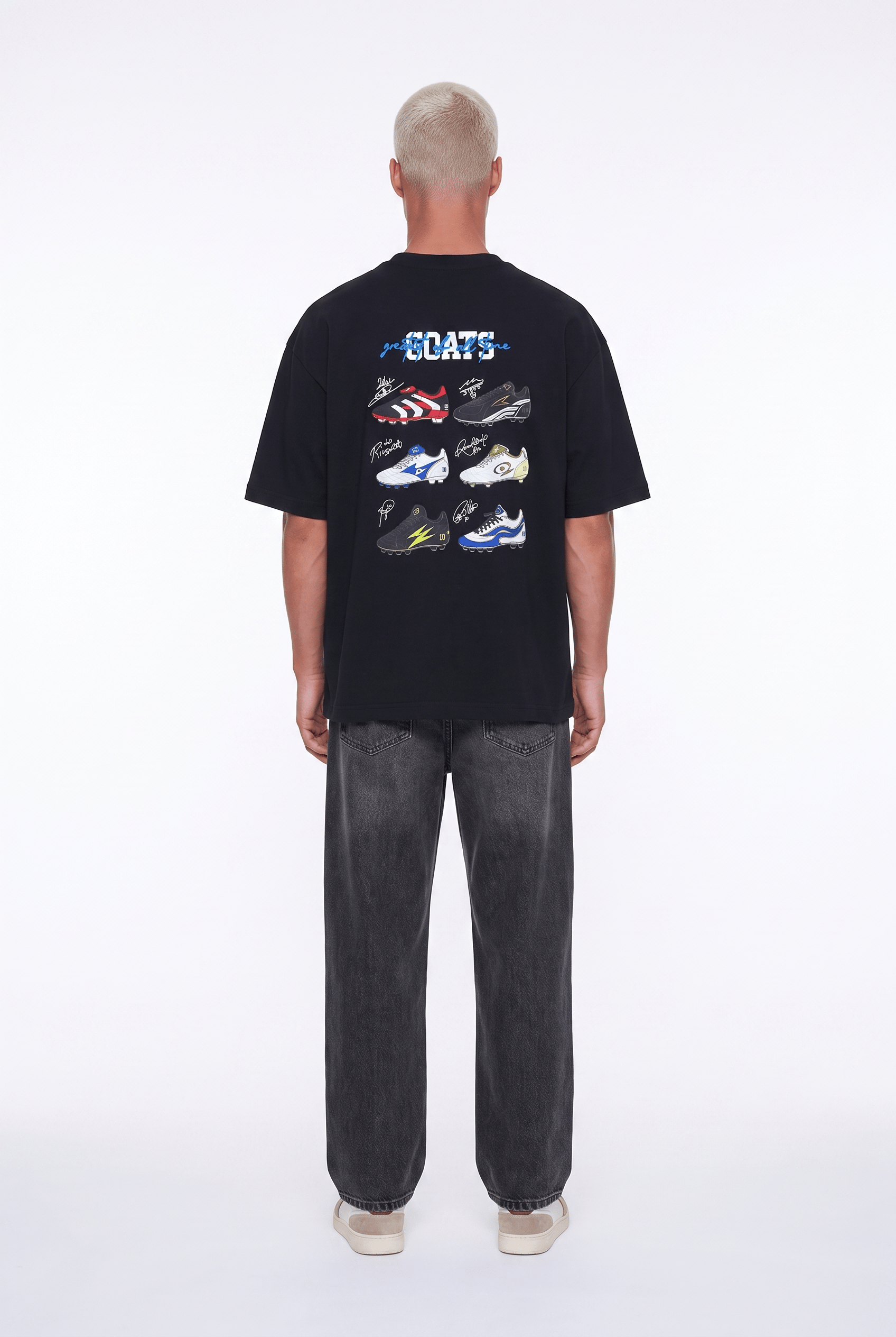 Erkek Goats Baskılı Oversize T-Shirt Siyah
