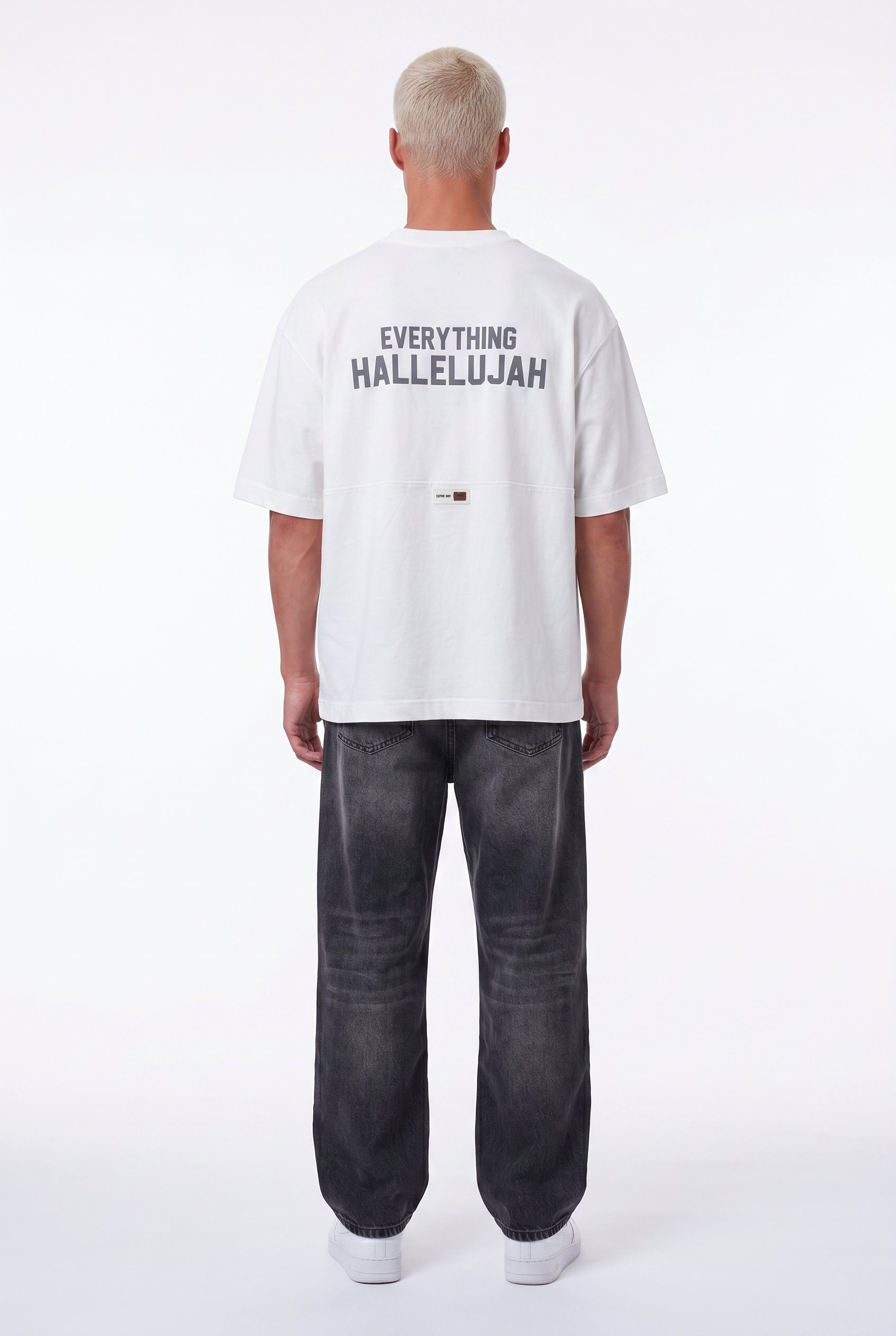 Erkek Hallelujah Baskılı Oversize T-Shirt Ekru