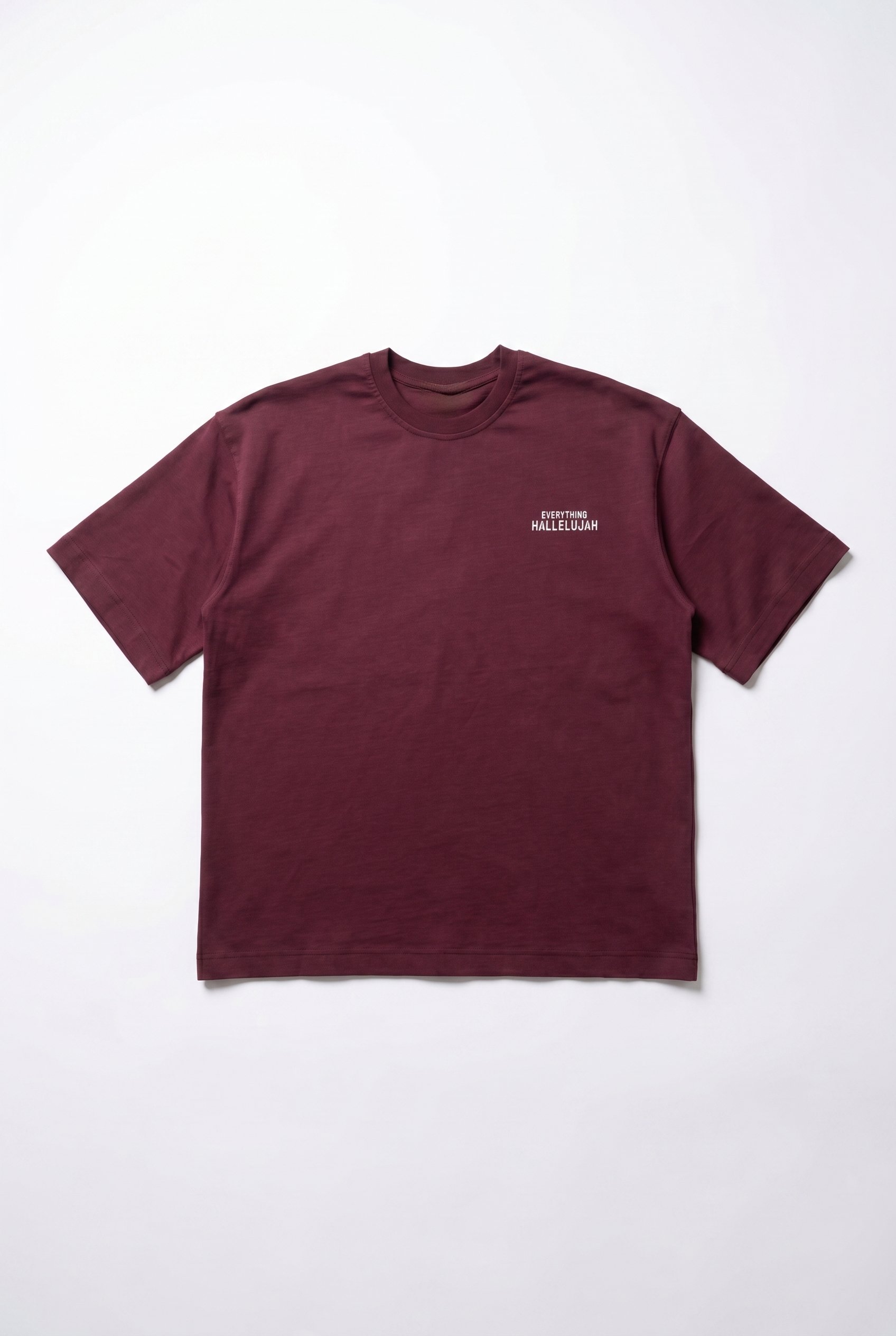 Erkek Hallelujah Baskılı Oversize T-Shirt Bordo