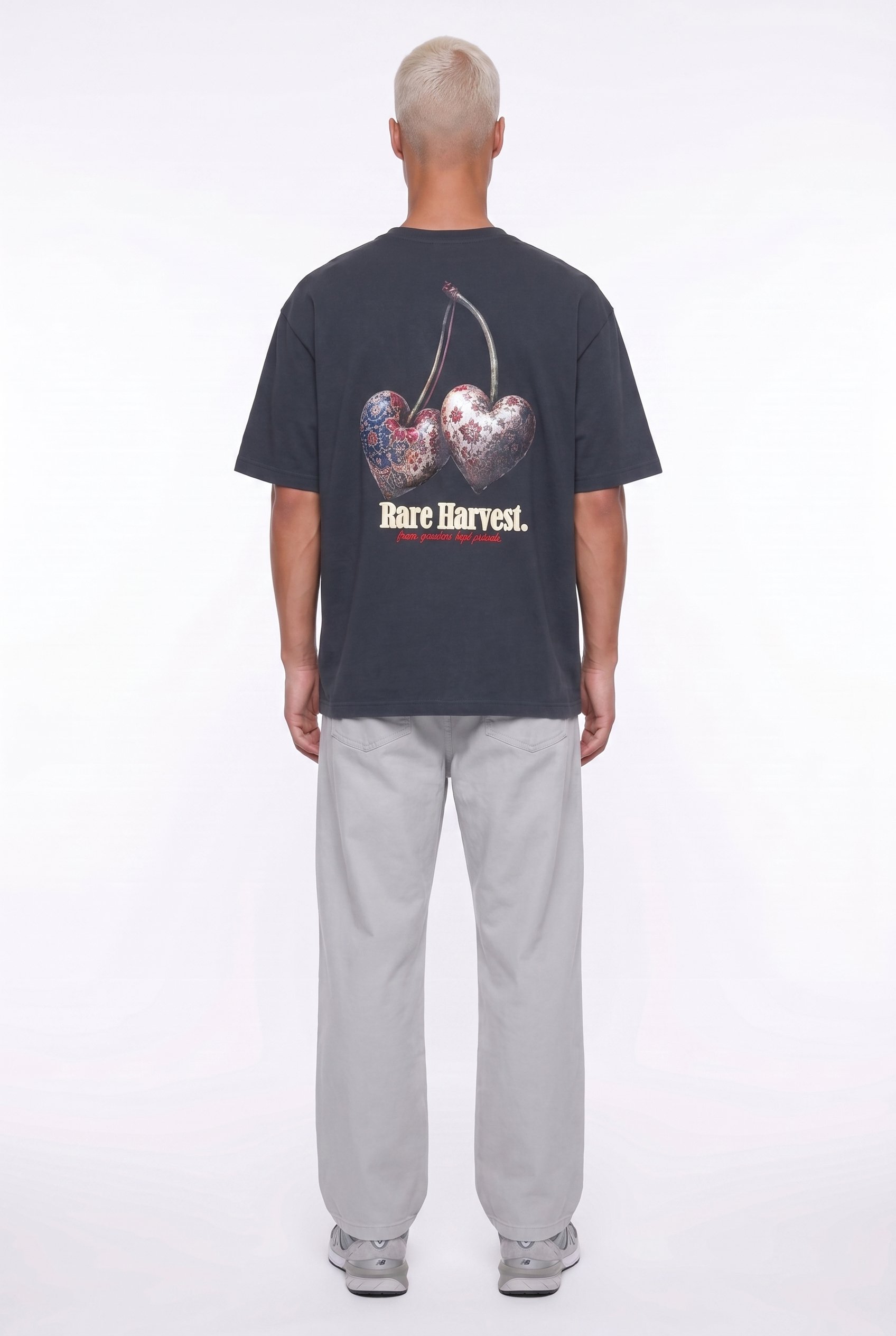Erkek Harvest Baskılı Oversize T-Shirt Siyah