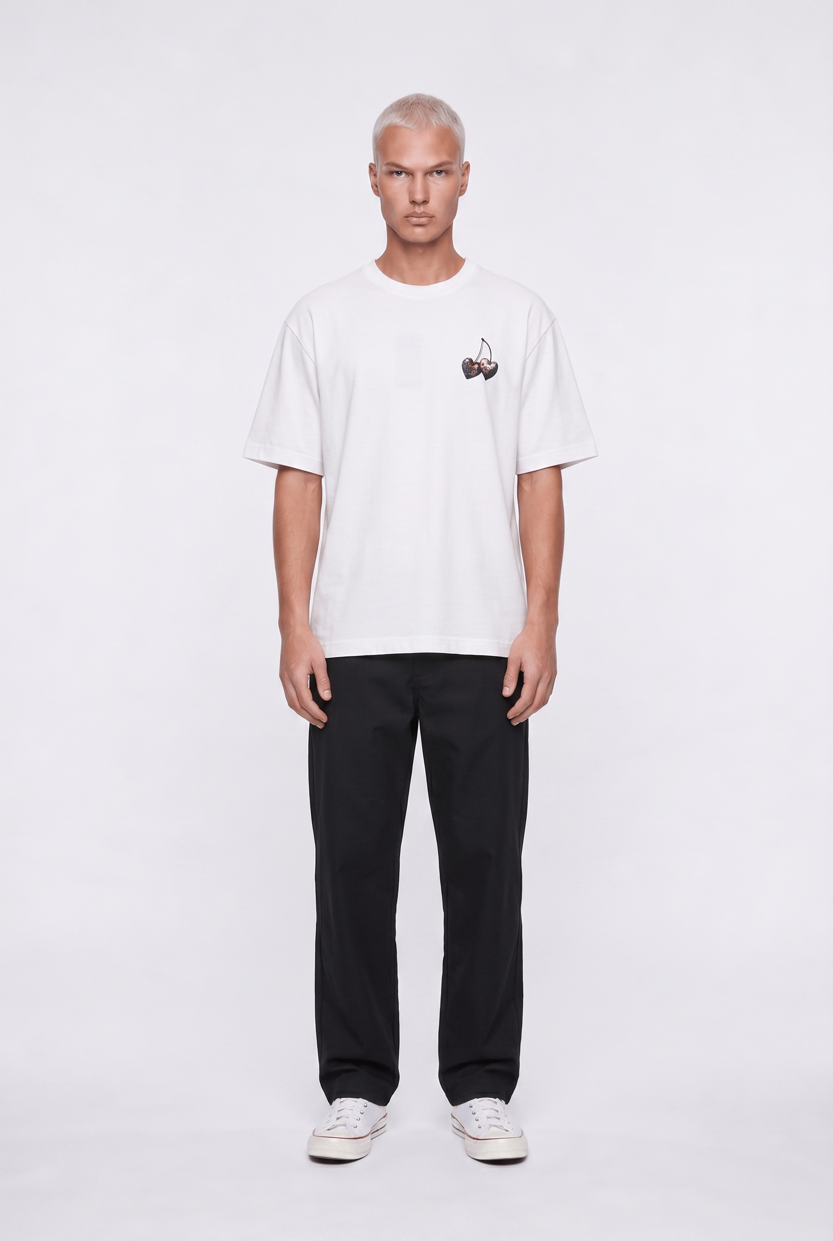 Erkek Harvest Baskılı Oversize T-Shirt Ekru