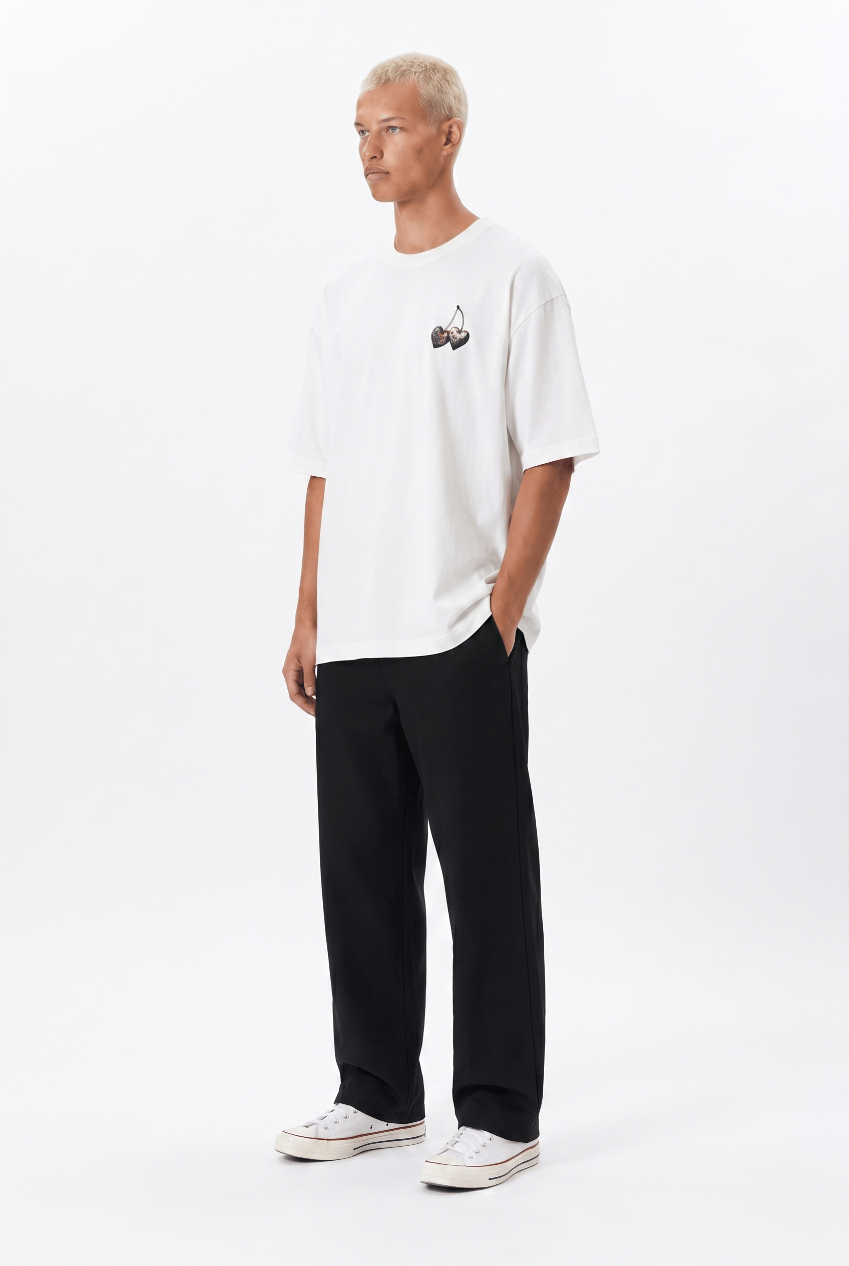 Erkek Harvest Baskılı Oversize T-Shirt Ekru