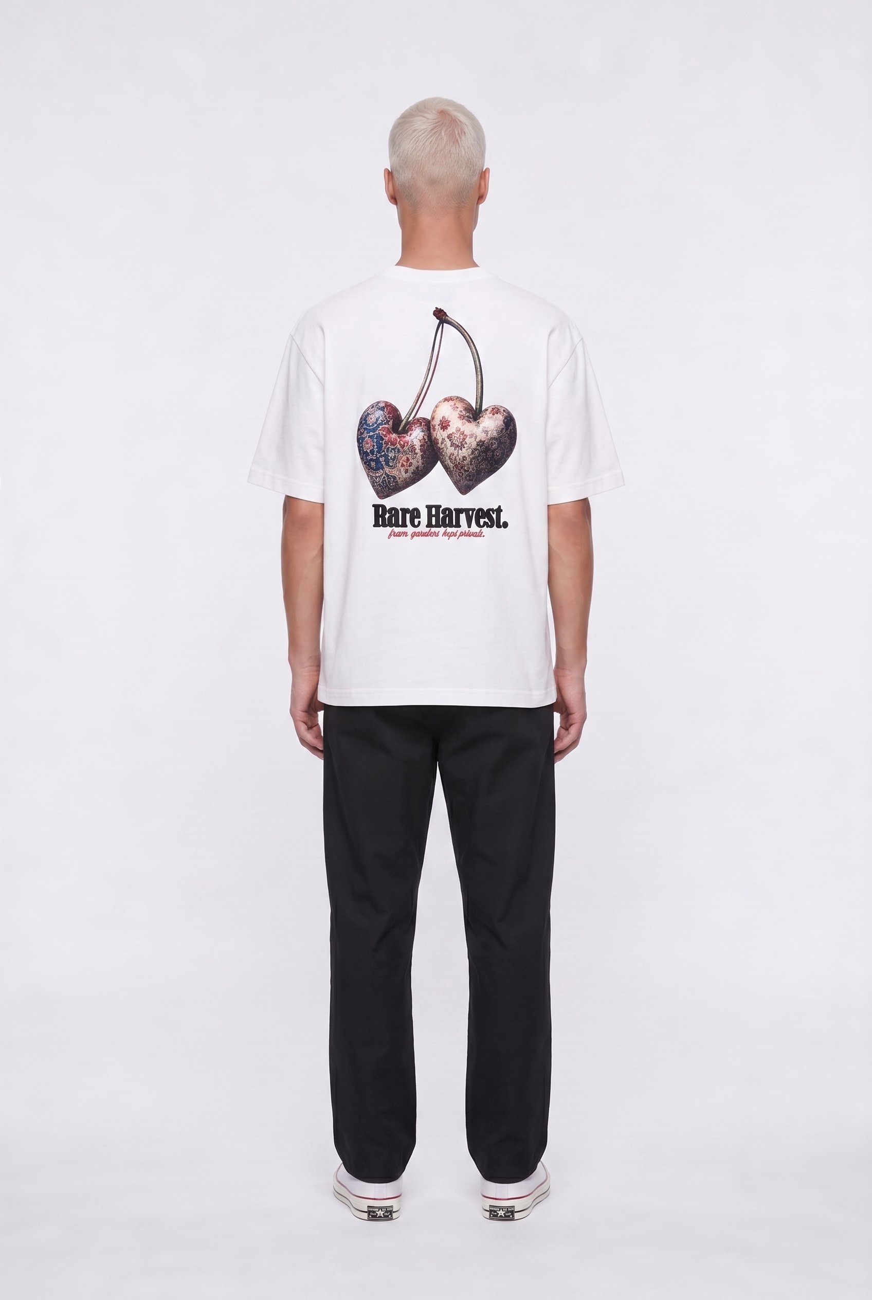 Erkek Harvest Baskılı Oversize T-Shirt Ekru