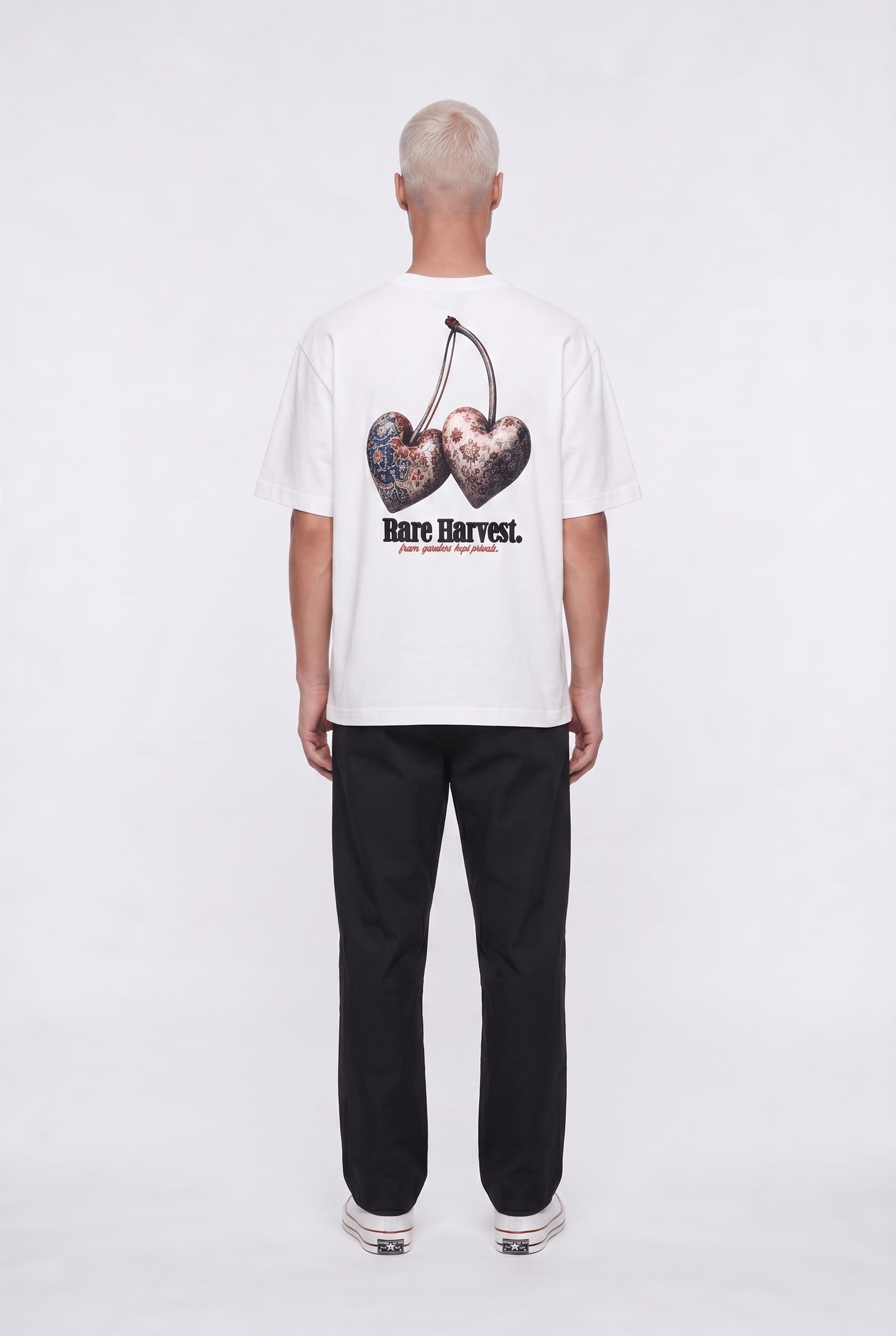 Erkek Harvest Baskılı Oversize T-Shirt Ekru