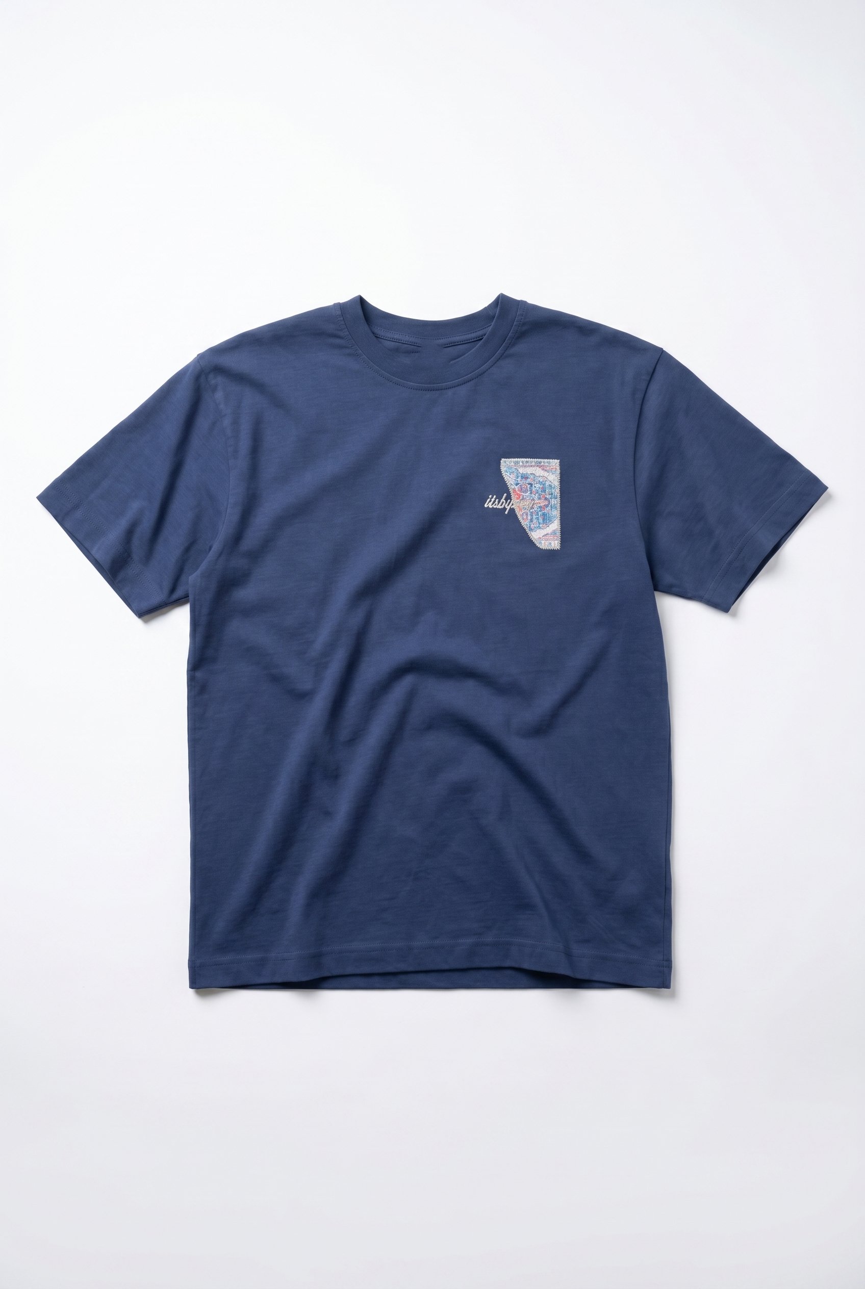Erkek Itsbyzey Nakış Detaylı Oversize T-Shirt Lacivert