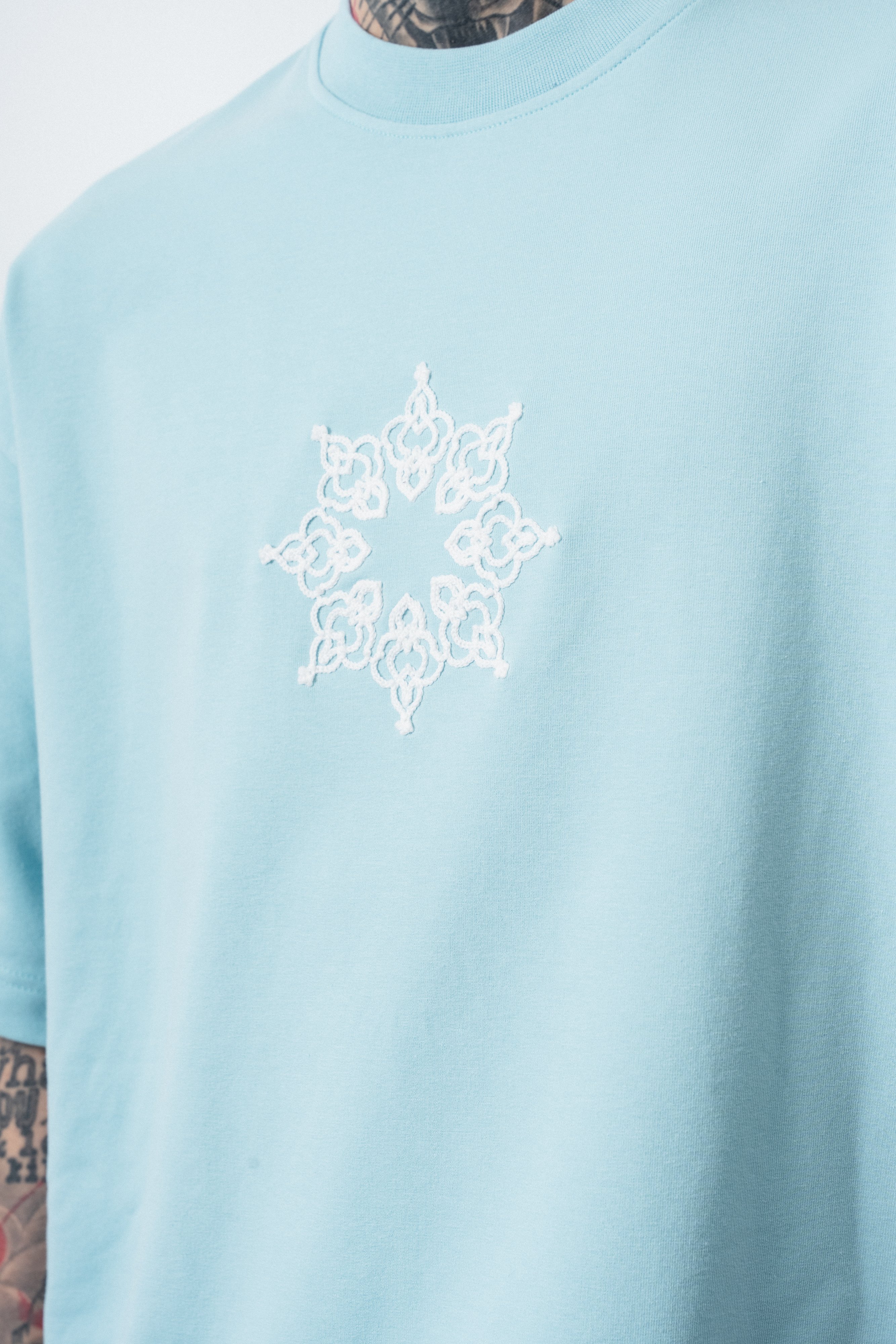 Erkek Itsbyzey Nakışlı Oversize T-Shirt Bebe Mavi