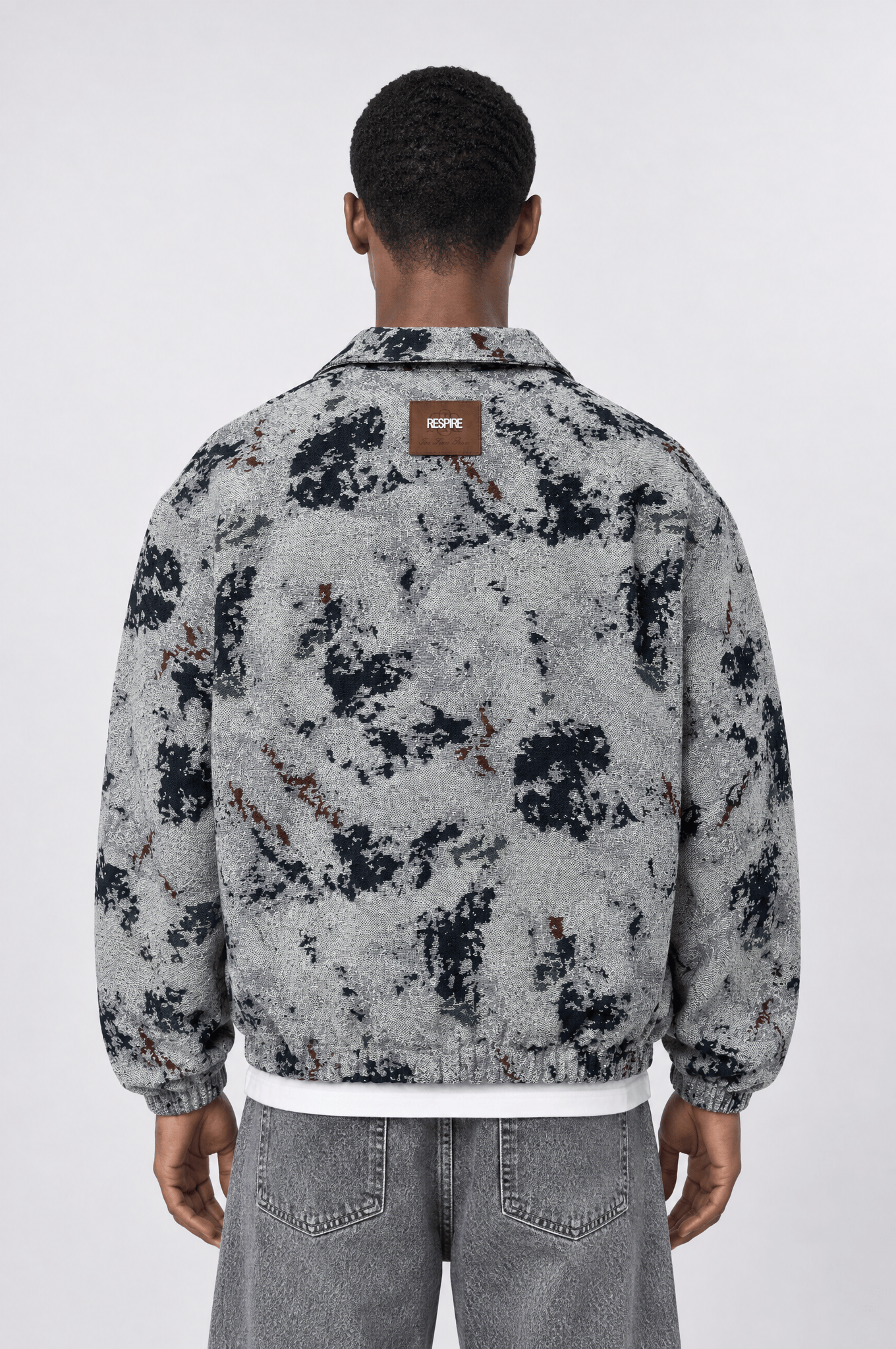 Erkek Jakarlı Oversize Bomber Ceket Gri