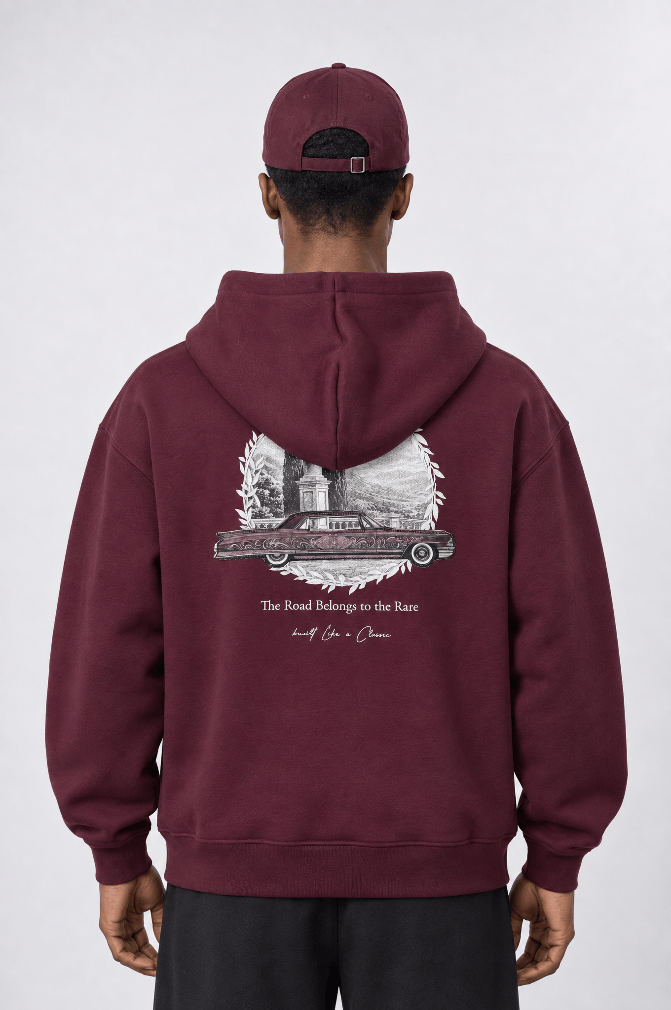 Erkek Lake Como Patch Detaylı Oversize Hoodie Bordo