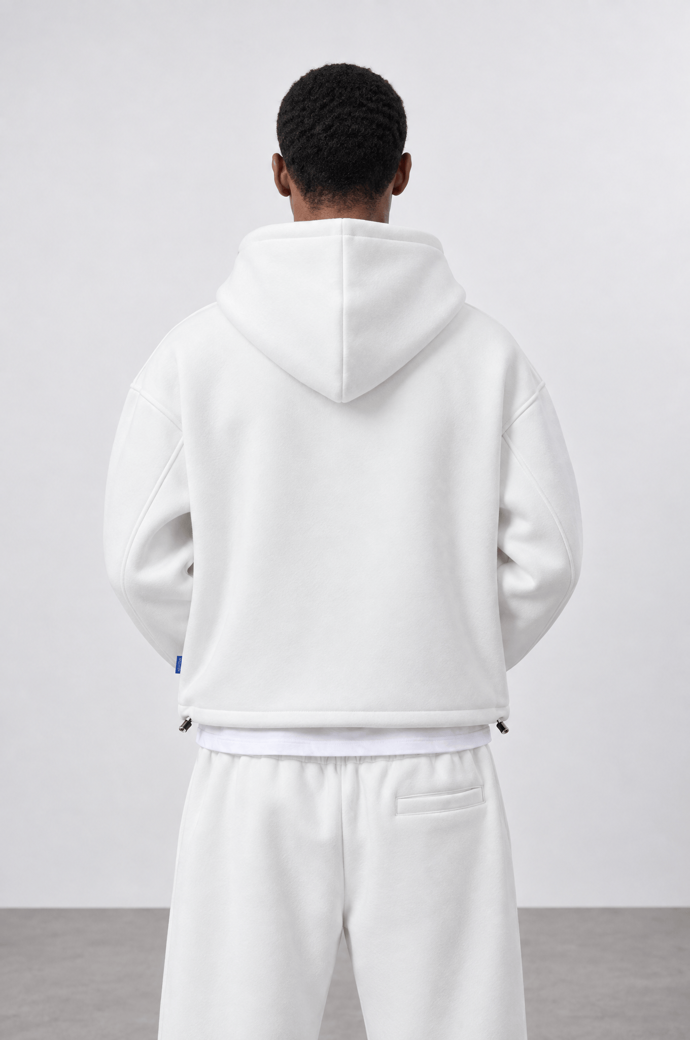 Erkek Lastik Detaylı Panda Oversize Zip Ekru