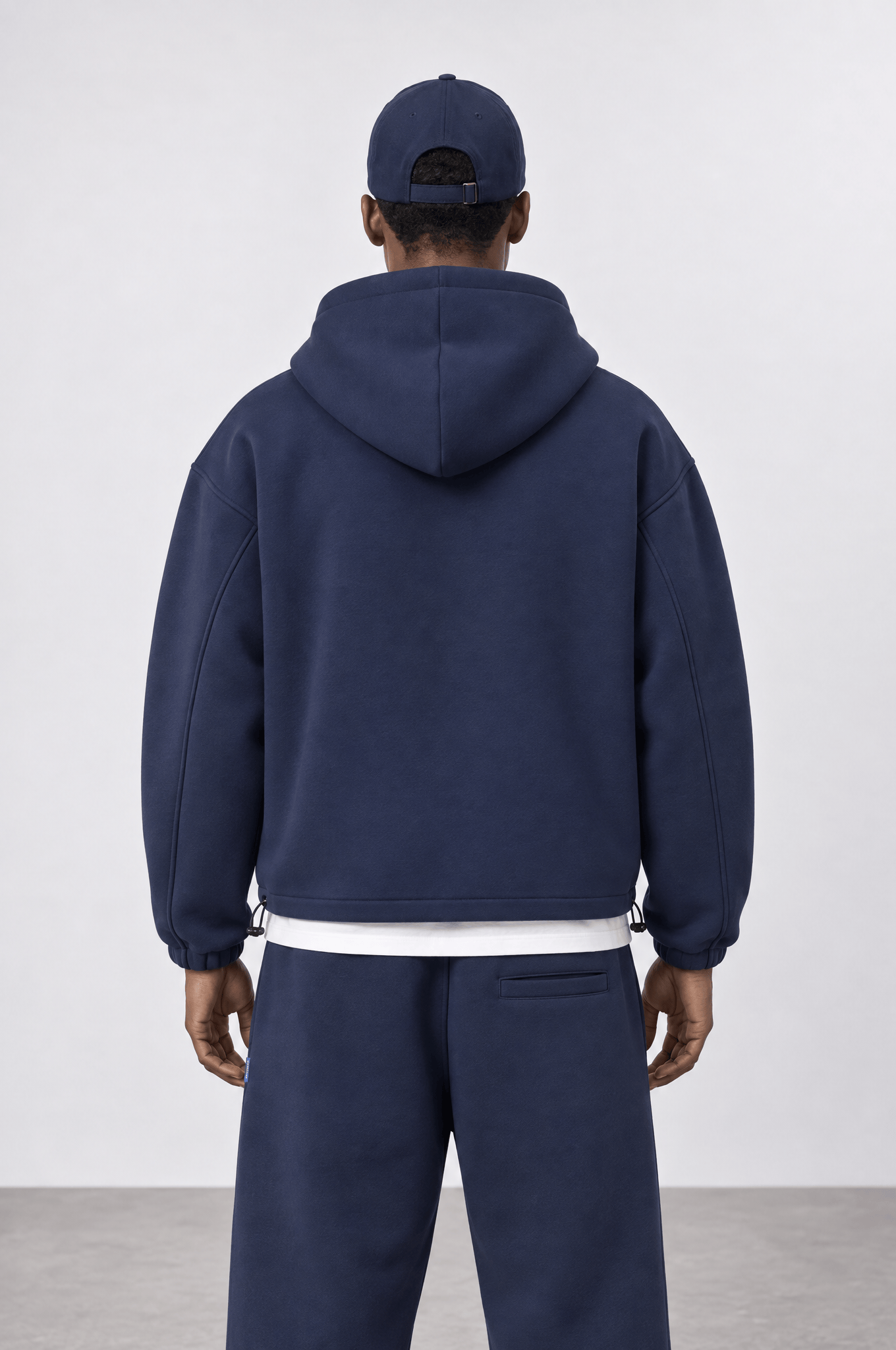 Erkek Lastik Detaylı Panda Oversize Zip Lacivert