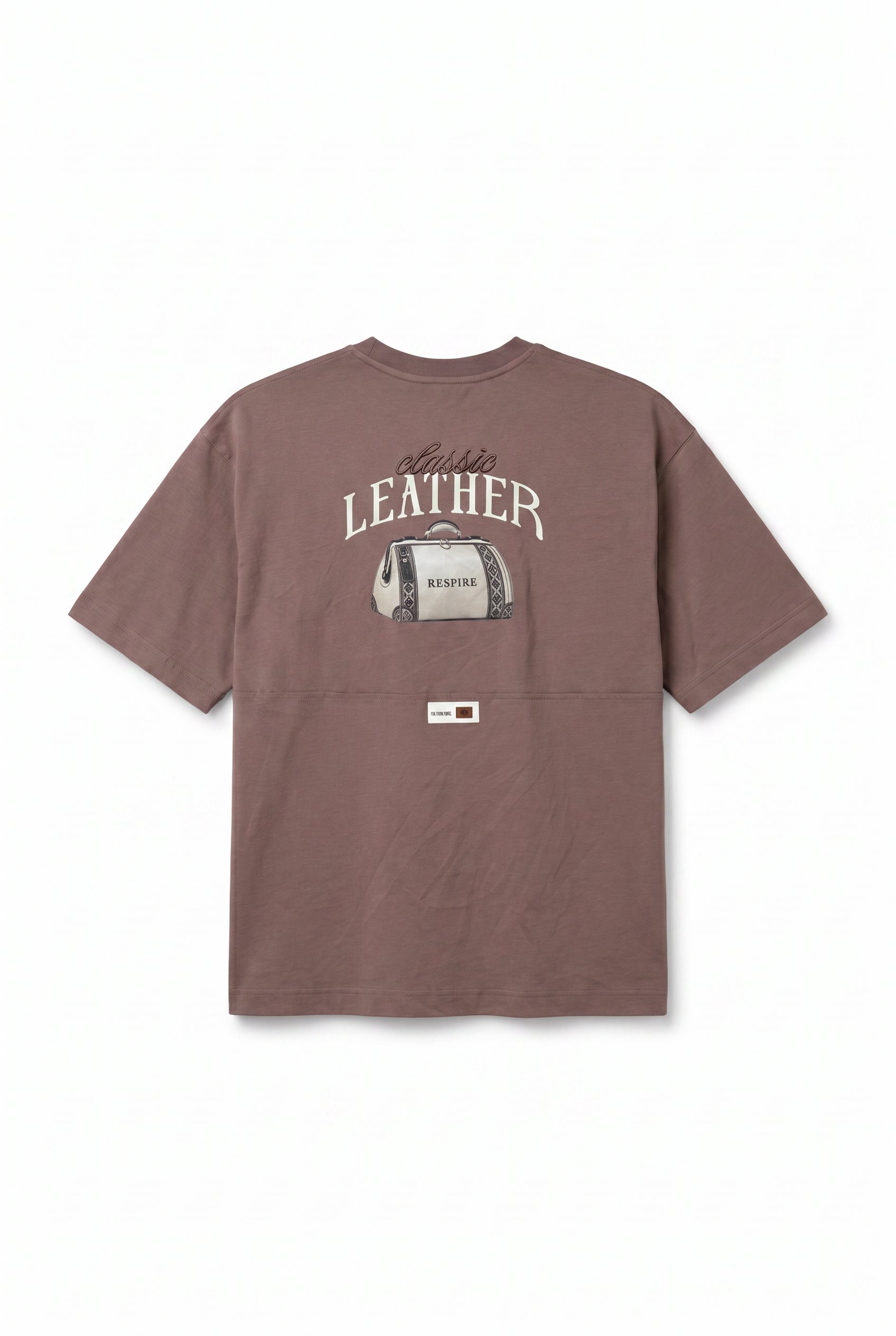 Erkek Leather Baskılı Oversize T-Shirt Kahve