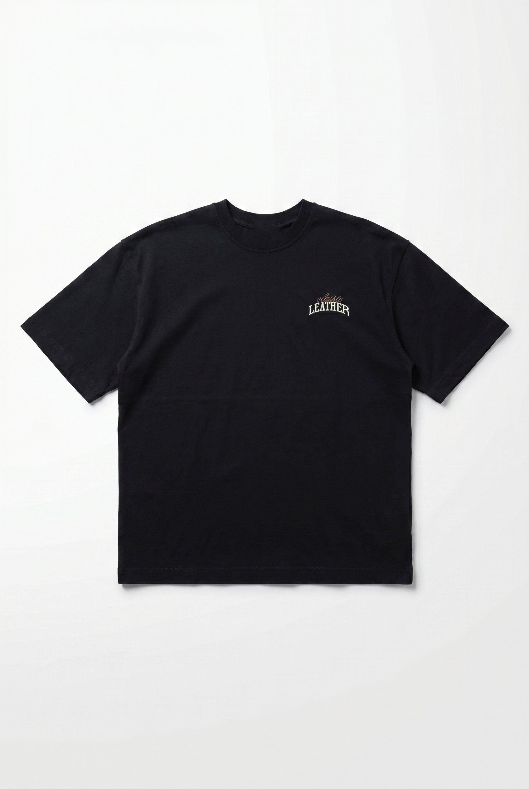 Erkek Leather Baskılı Oversize T-Shirt Siyah
