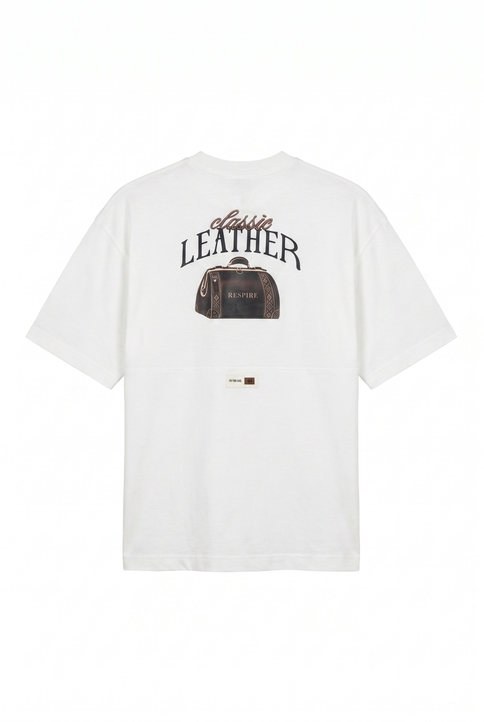 Erkek Leather Baskılı Oversize T-Shirt Ekru