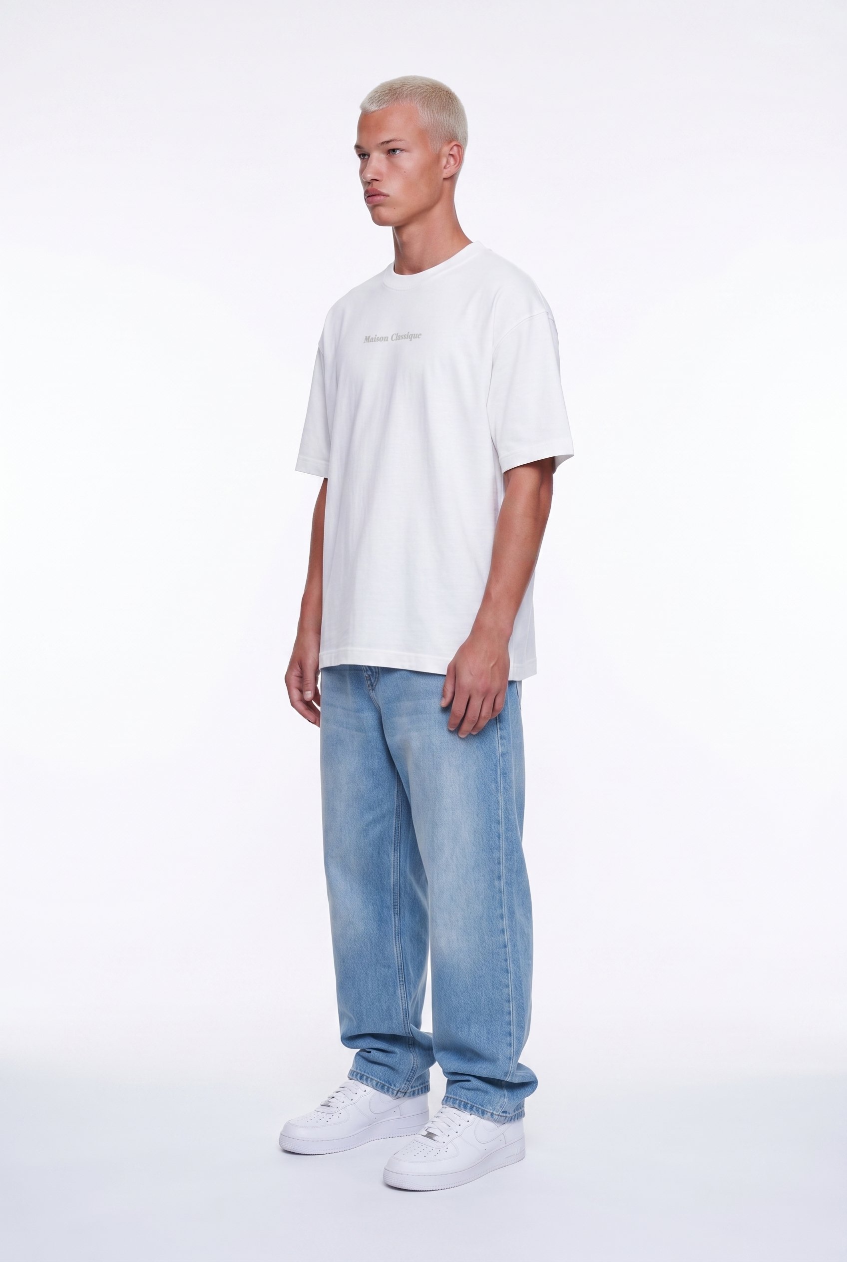Erkek Maison Baskılı Oversize T-Shirt Ekru