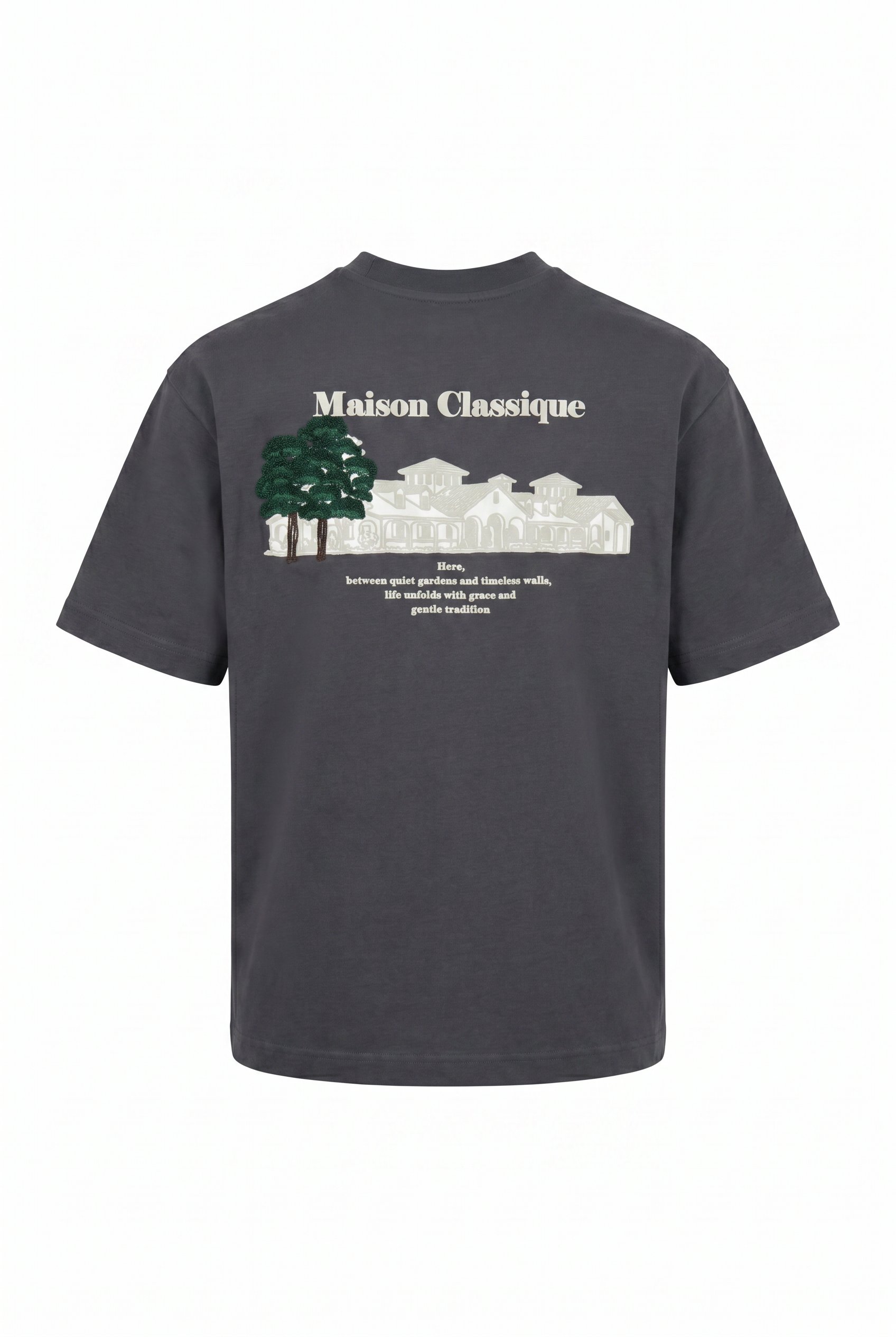 Erkek Maison Baskılı Oversize T-Shirt Füme