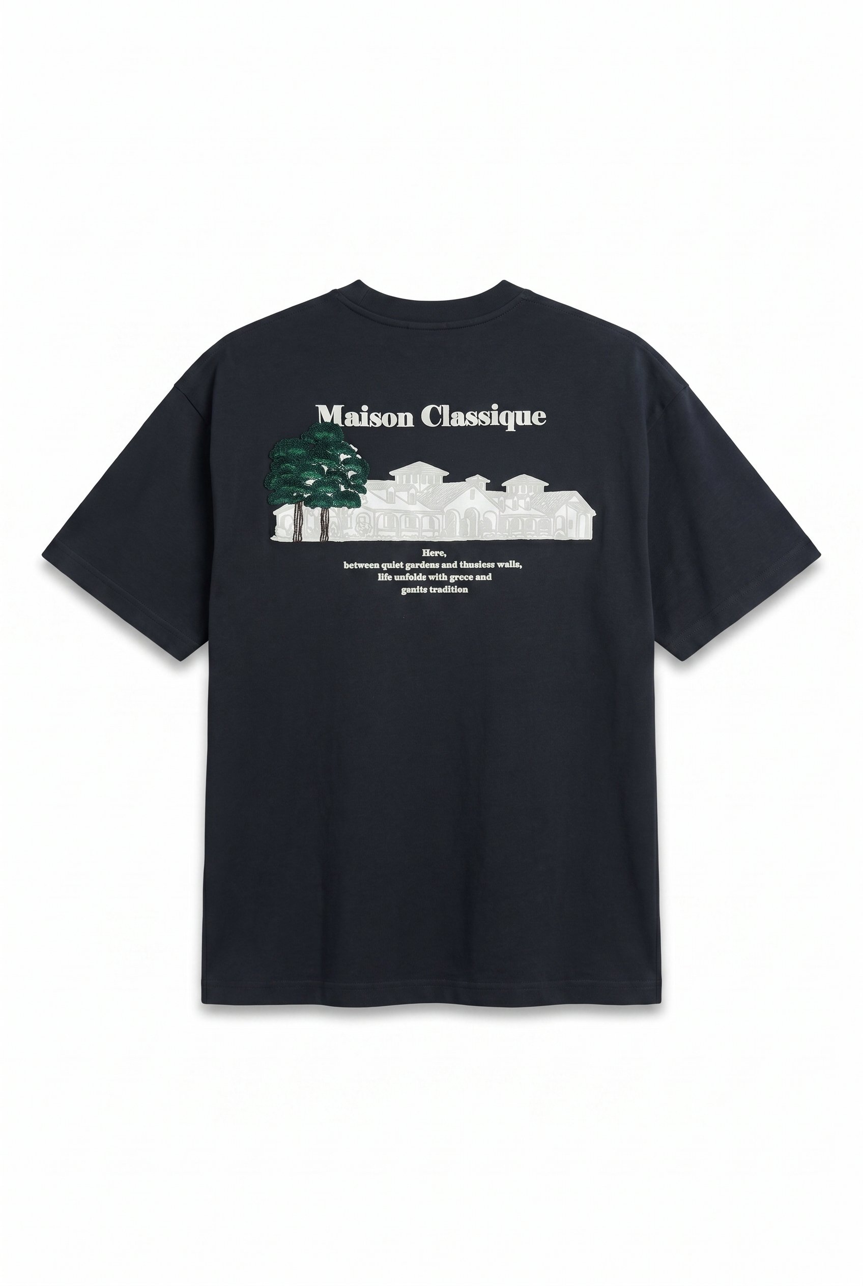 Erkek Maison Baskılı Oversize T-Shirt Siyah