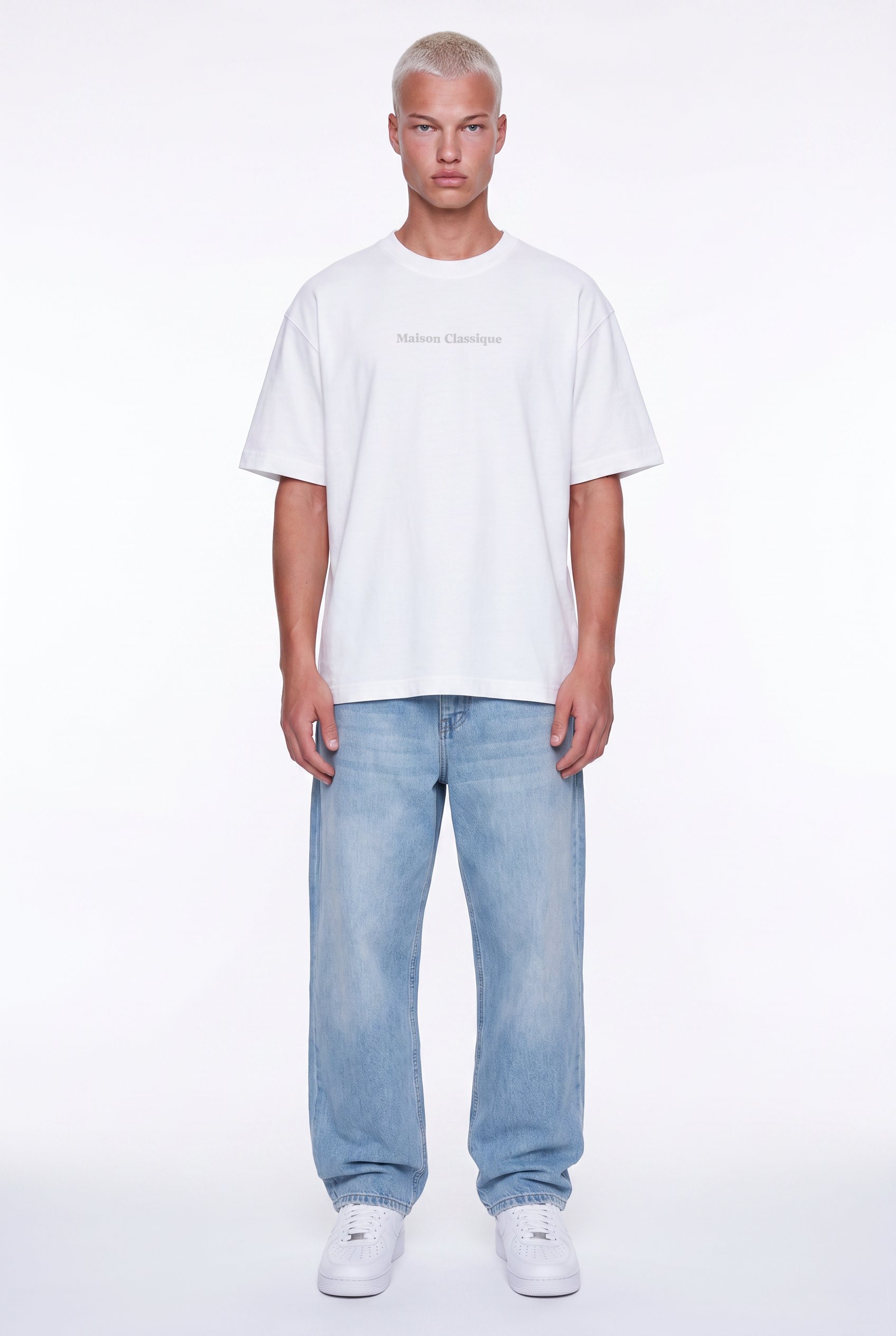 Erkek Maison Baskılı Oversize T-Shirt Ekru