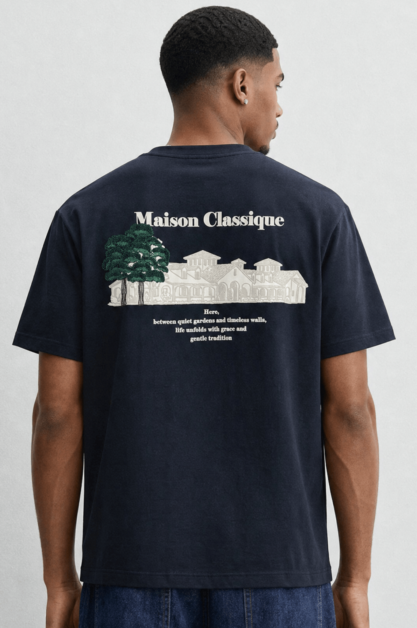 Erkek Maison Baskılı Oversize T-Shirt Siyah