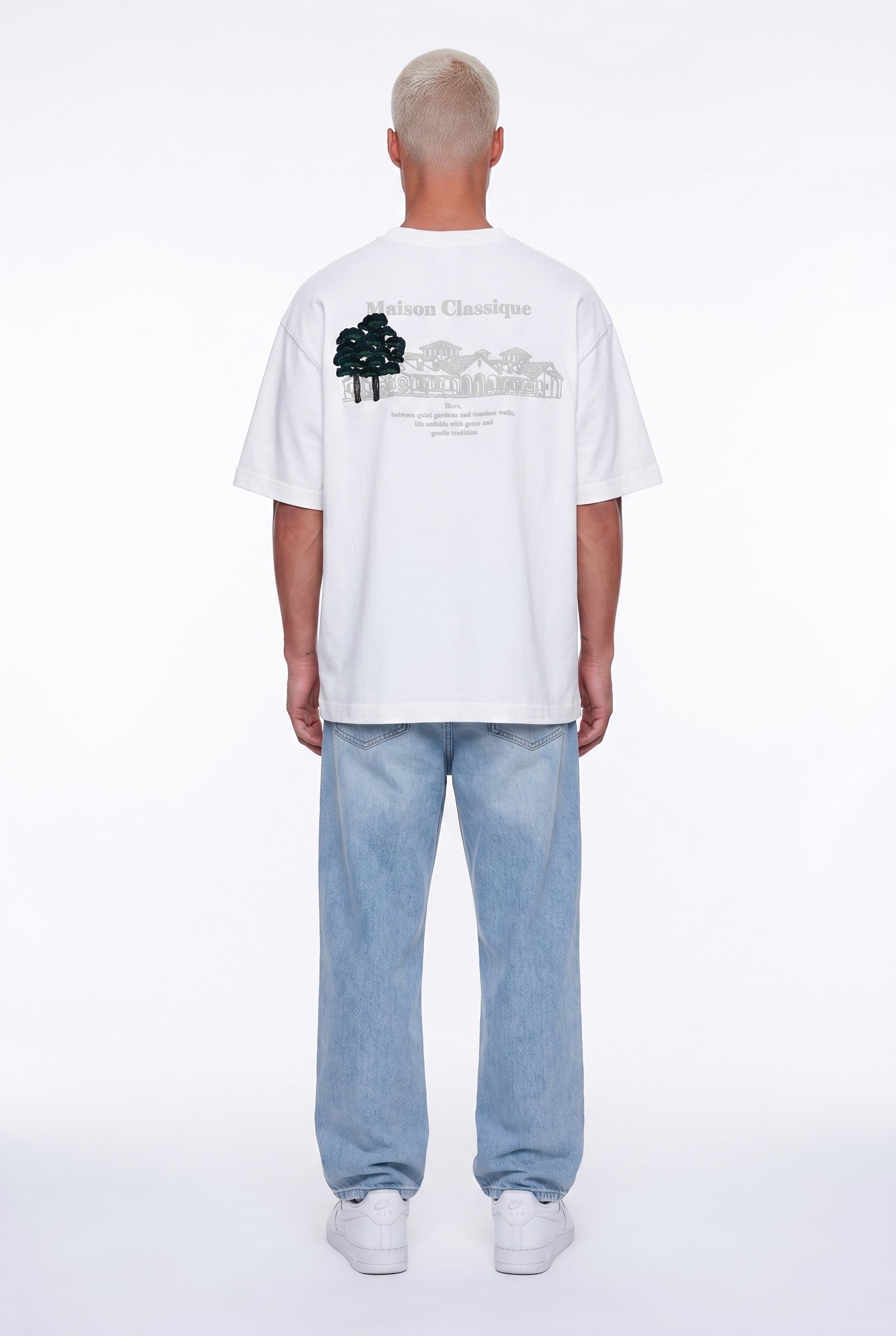 Erkek Maison Baskılı Oversize T-Shirt Ekru