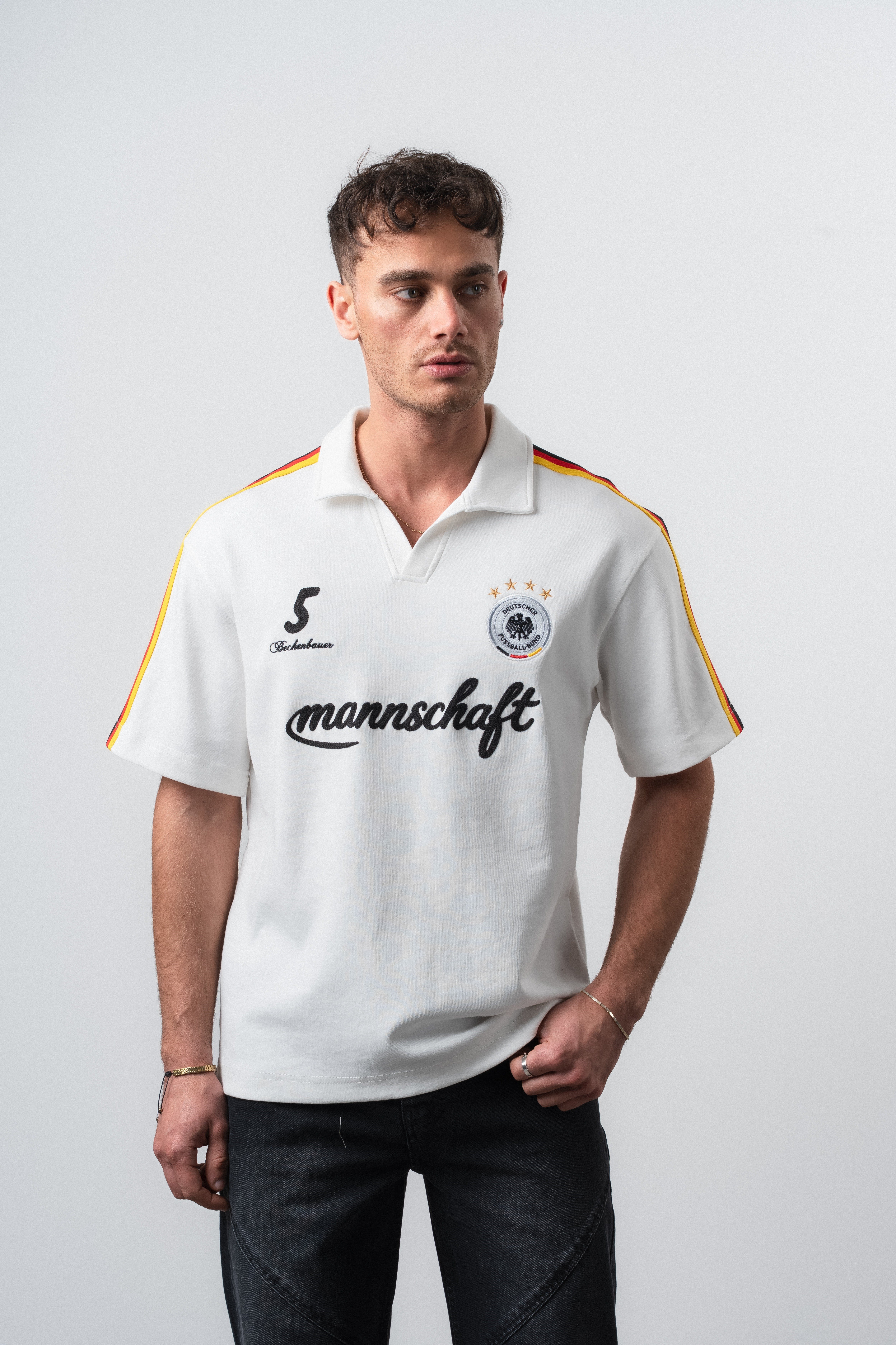Erkek Mannschaft Dünya Kupası Regular Fit Polo Yaka Taraftar T-Shirt Ekru