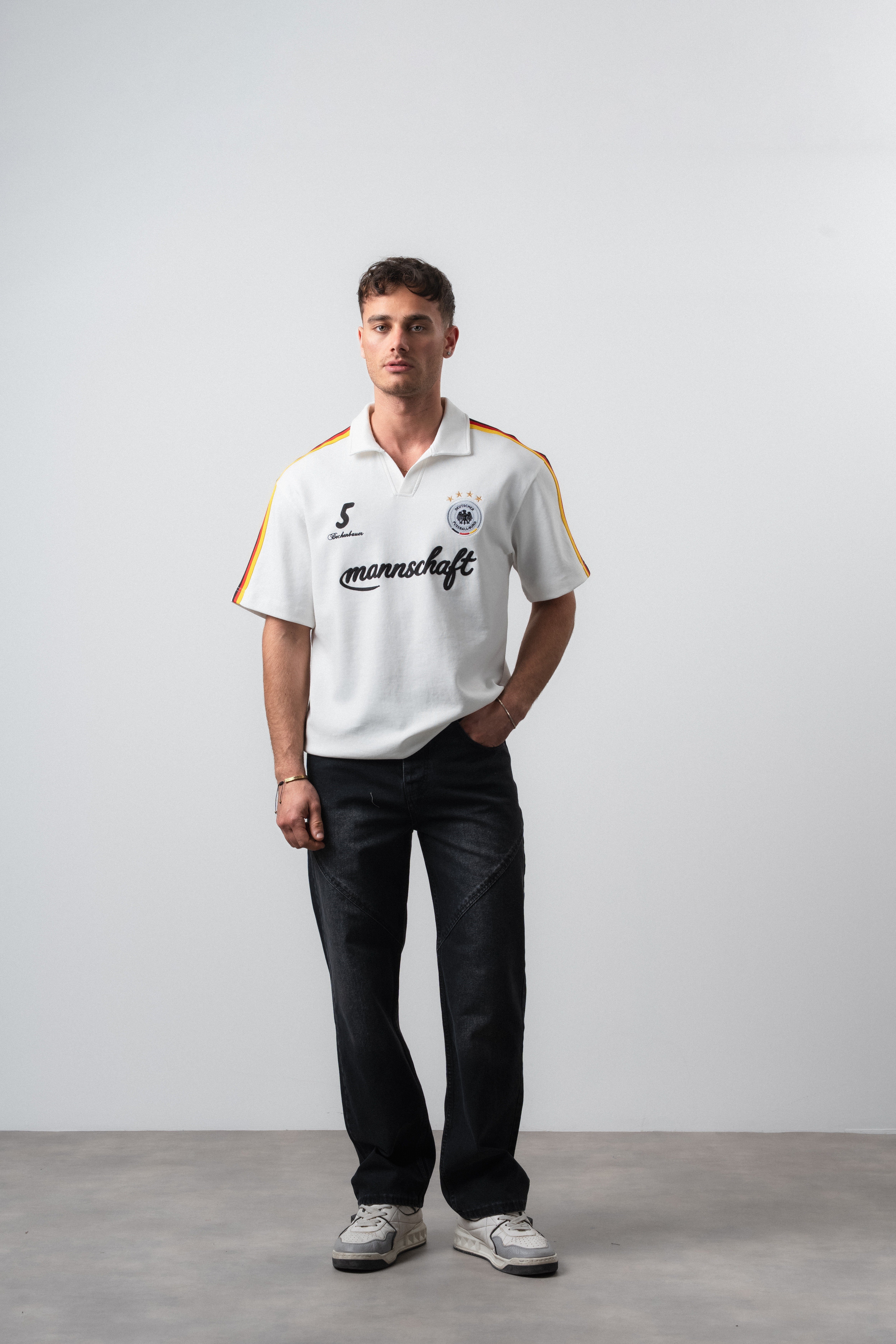 Erkek Mannschaft Dünya Kupası Regular Fit Polo Yaka Taraftar T-Shirt Ekru