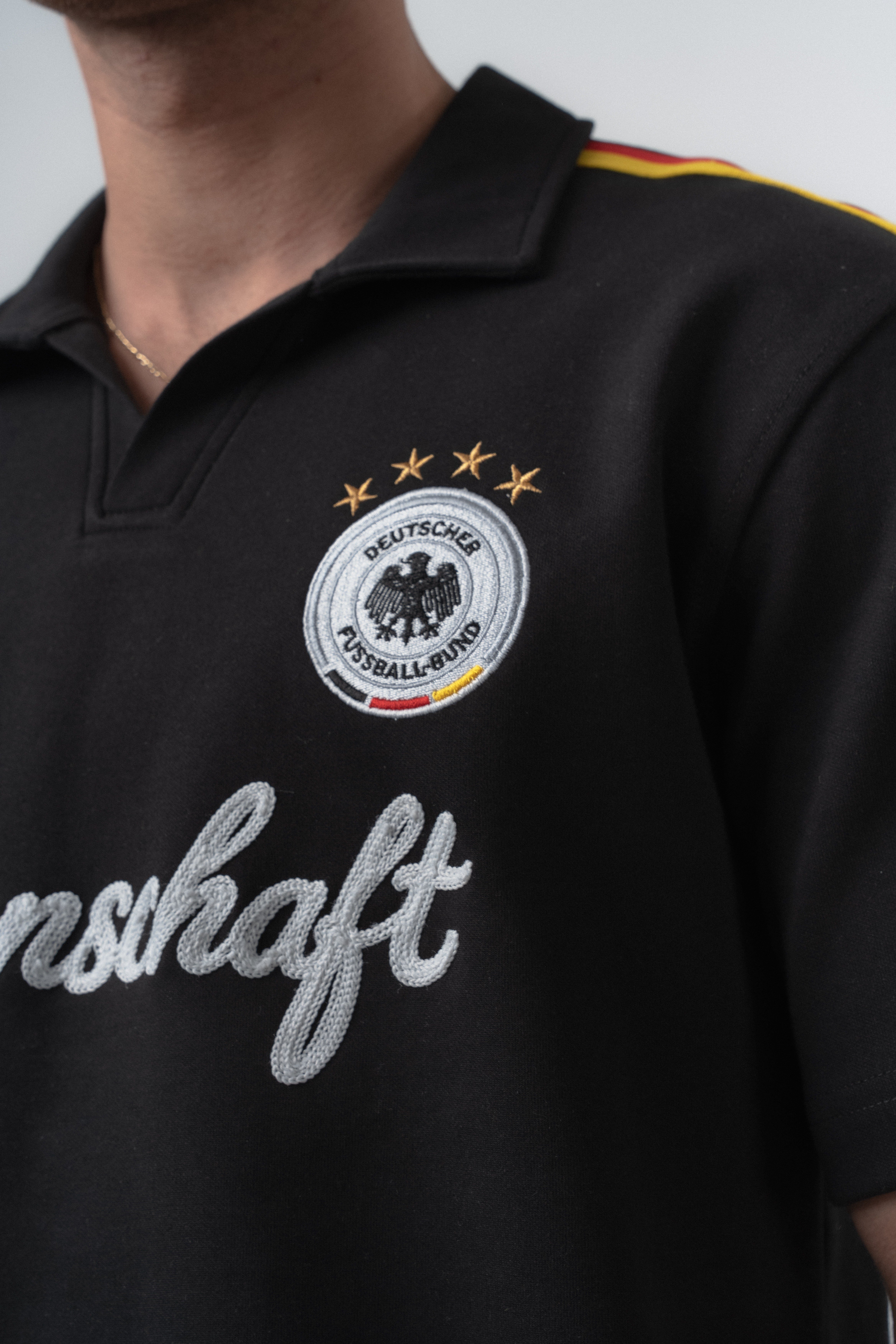 Erkek Mannschaft Dünya Kupası Regular Fit Polo Yaka Taraftar T-Shirt Siyah