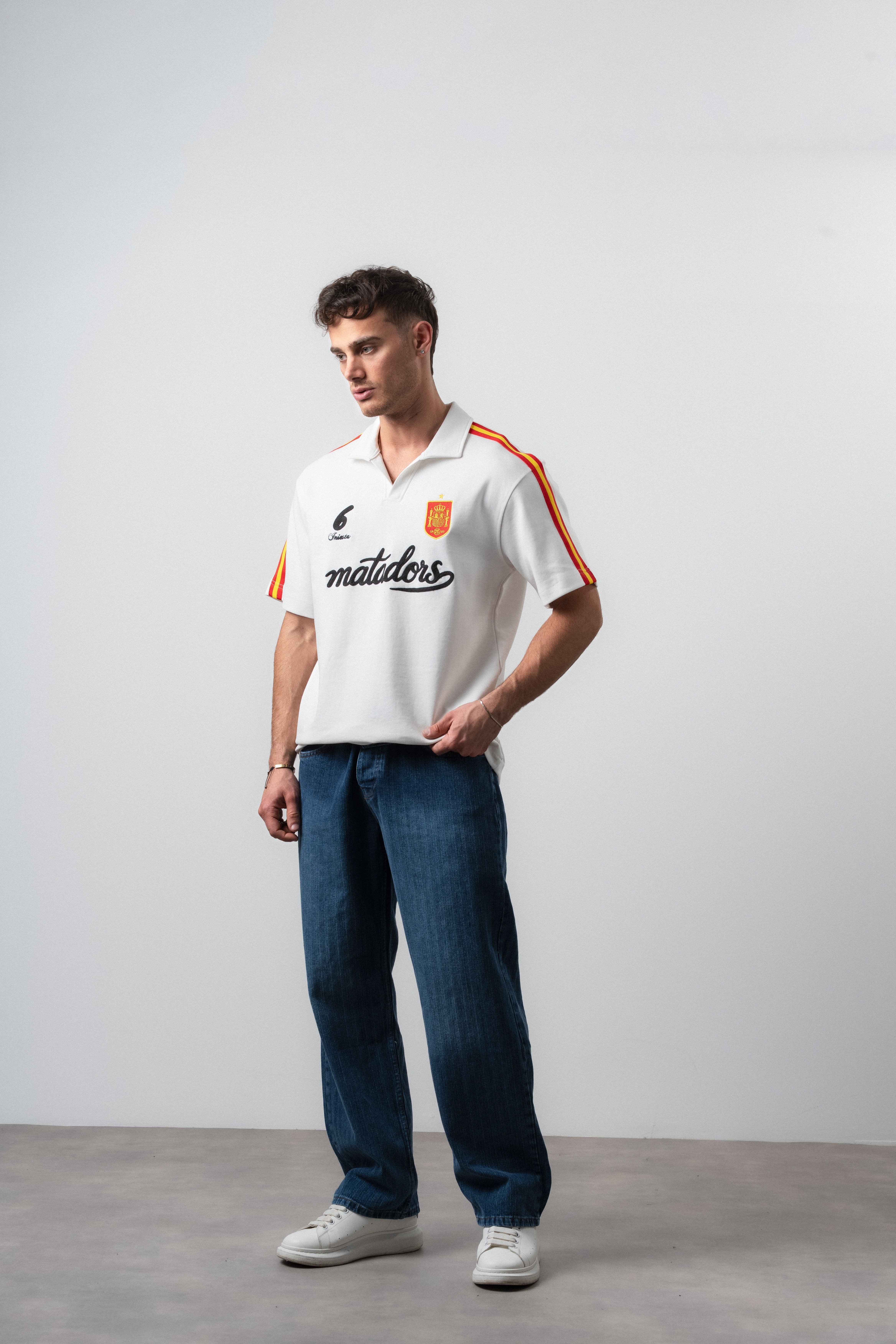 Erkek Matadors Dünya Kupası Regular Fit Polo Yaka Taraftar T-Shirt Ekru