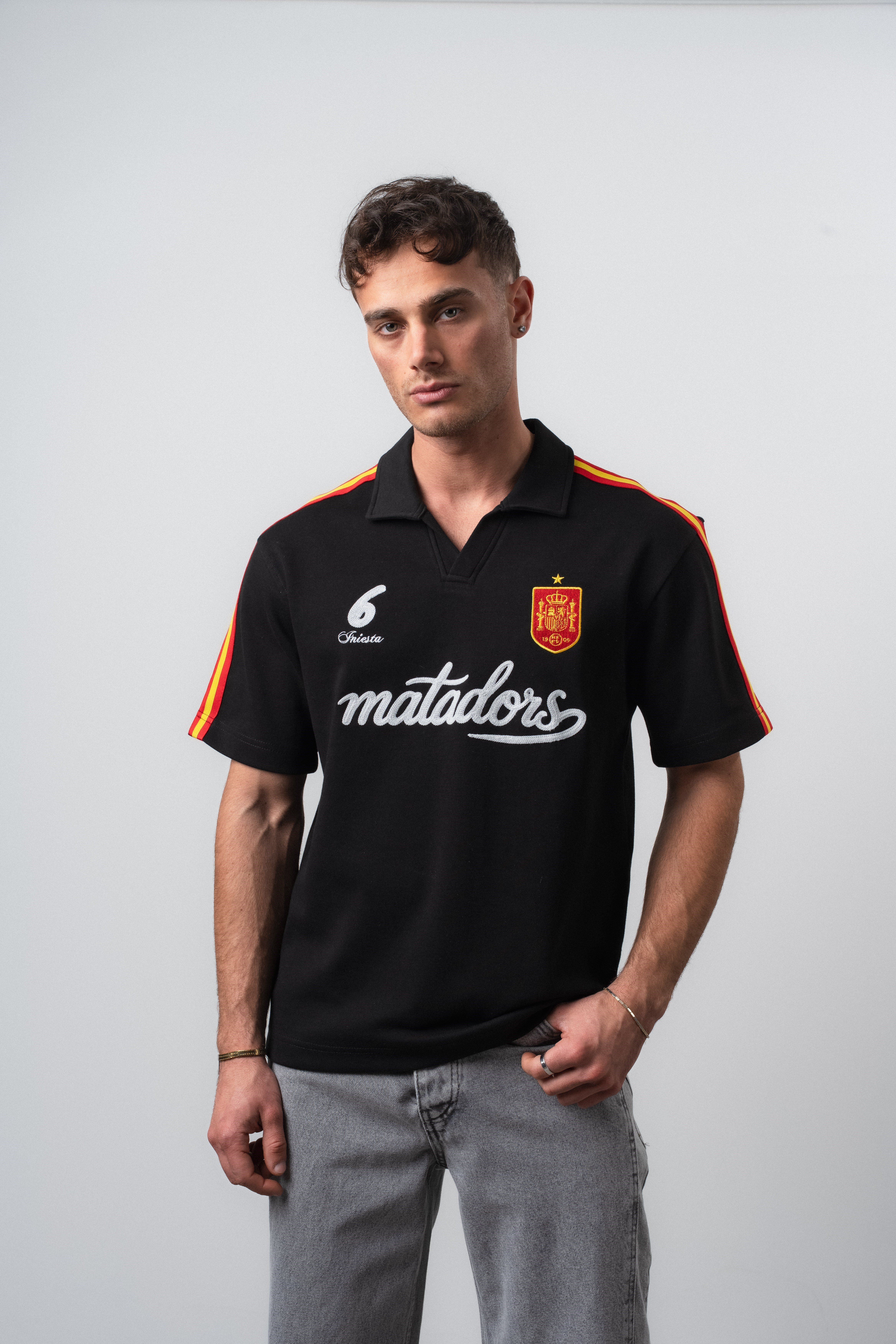 Erkek Matadors Dünya Kupası Regular Fit Polo Yaka Taraftar T-Shirt Siyah