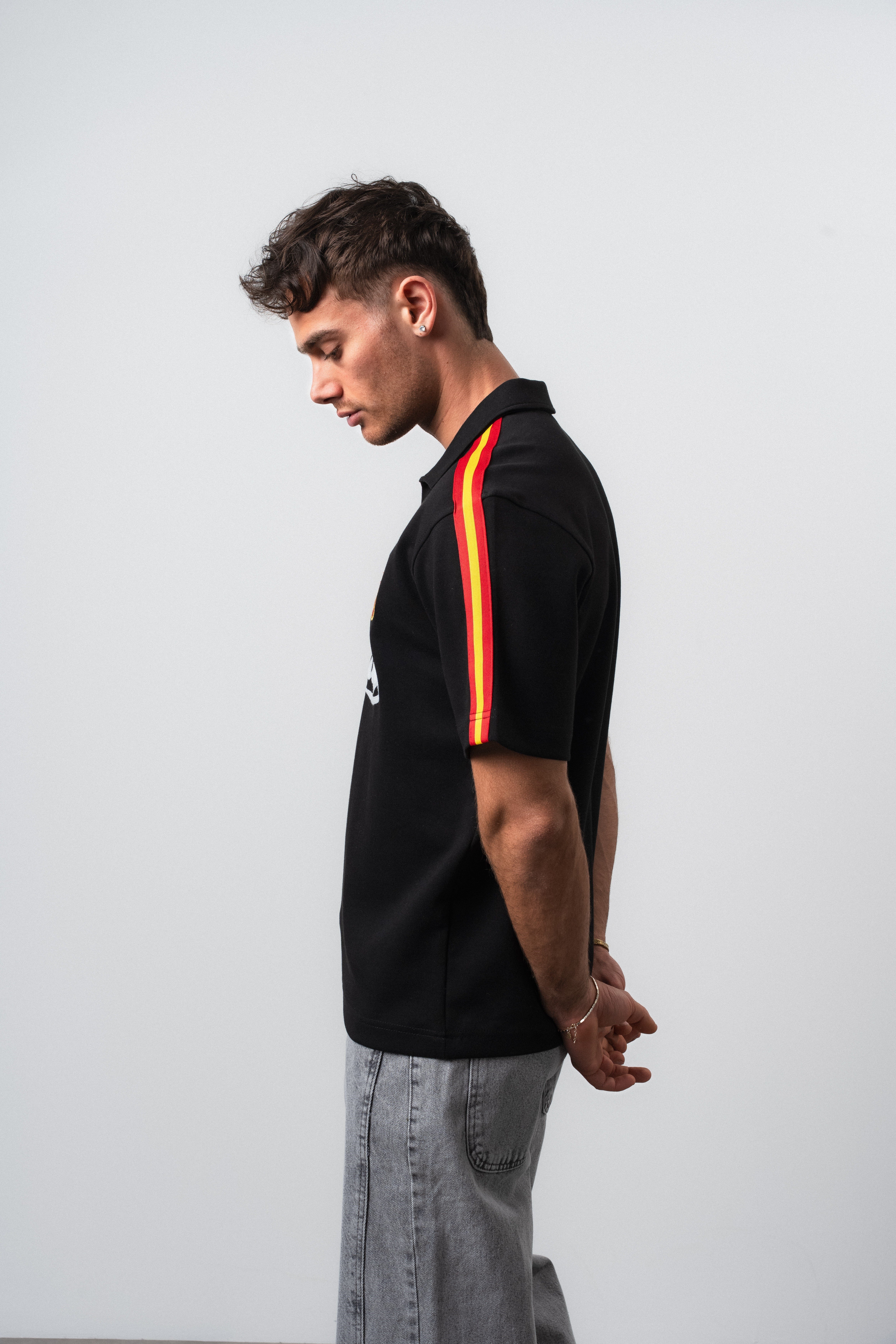 Erkek Matadors Dünya Kupası Regular Fit Polo Yaka Taraftar T-Shirt Siyah