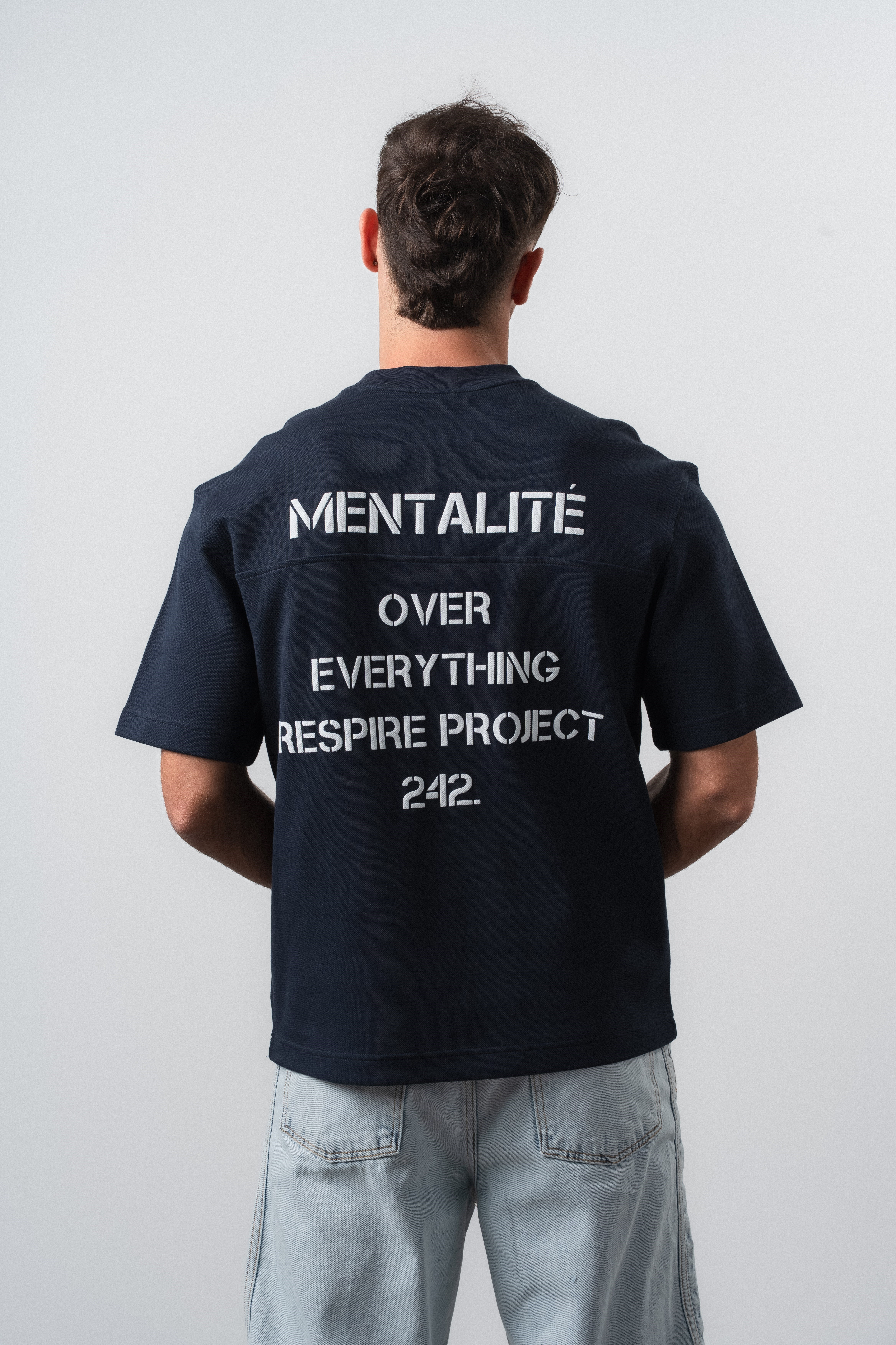 Erkek Mentalite Baskılı Regular Fit T-Shirt Lacivert