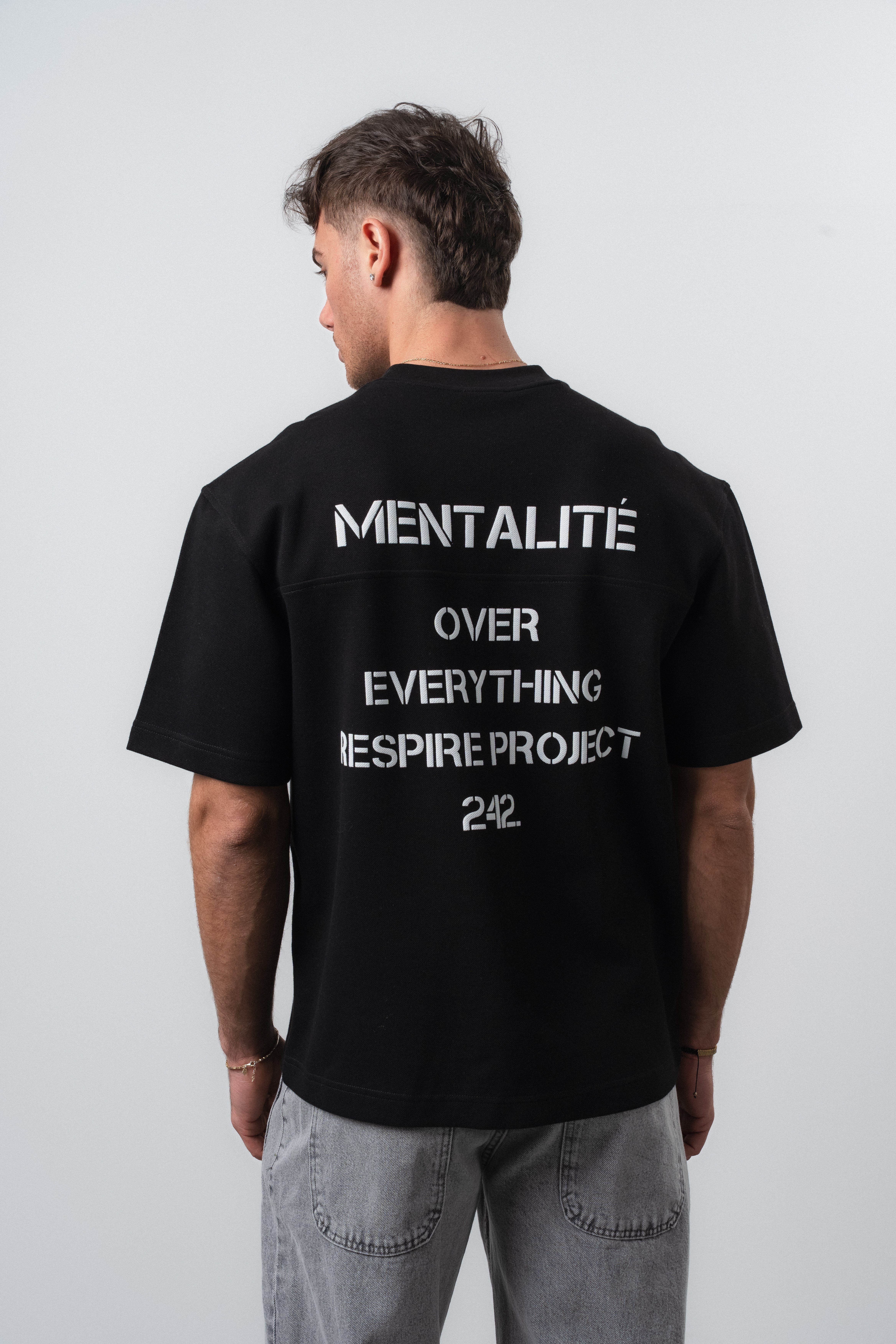 Erkek Mentalite Baskılı Regular Fit T-Shirt Siyah